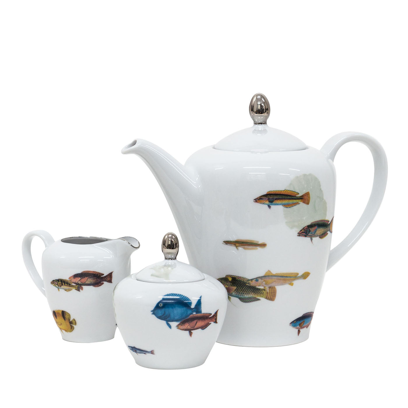 Service à thé en porcelaine Amami avec poissons tropicaux - Vue principale