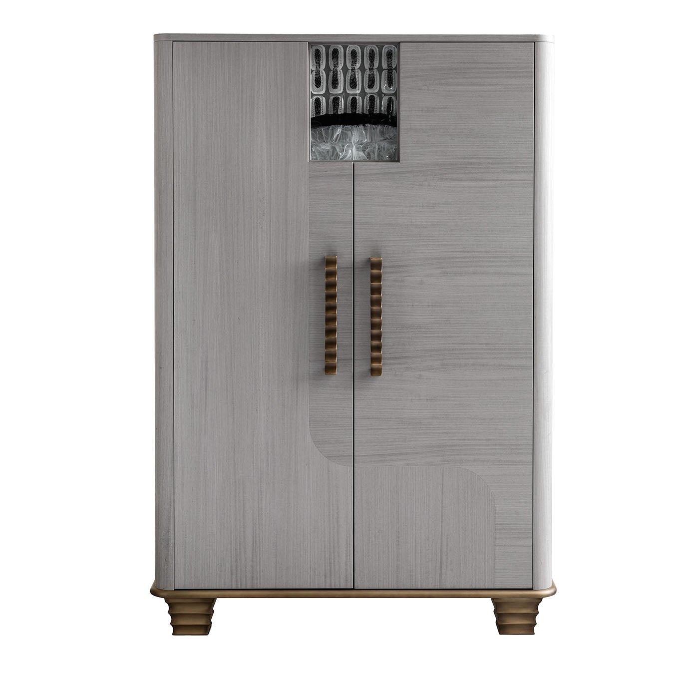 Cosmopolitan 2-Door Inlaid Gray Wooden Bar Cabinet - Main view