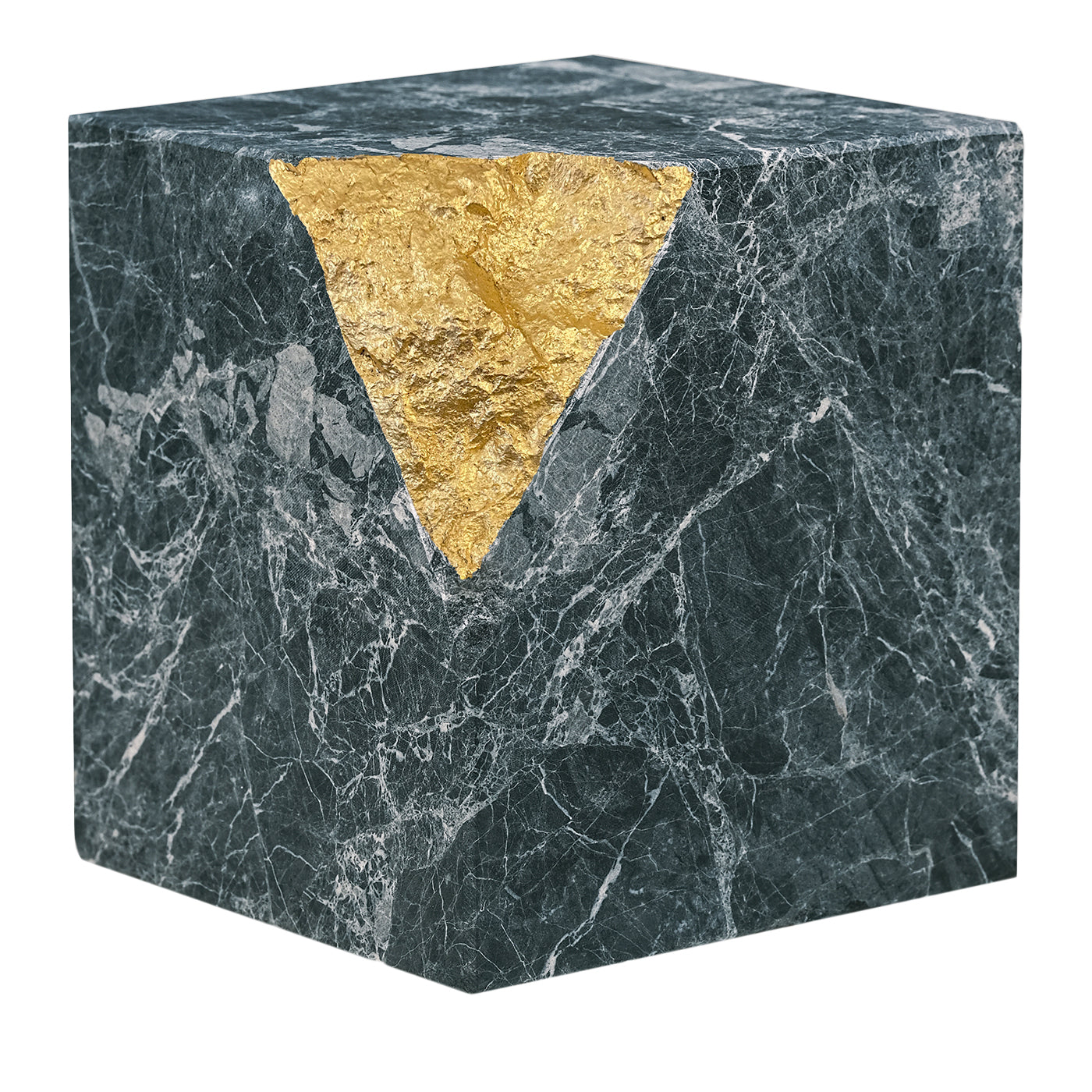 Colpo Da Maestro Gold Leaf Argento Marble Cubic Sculpture - Vue principale