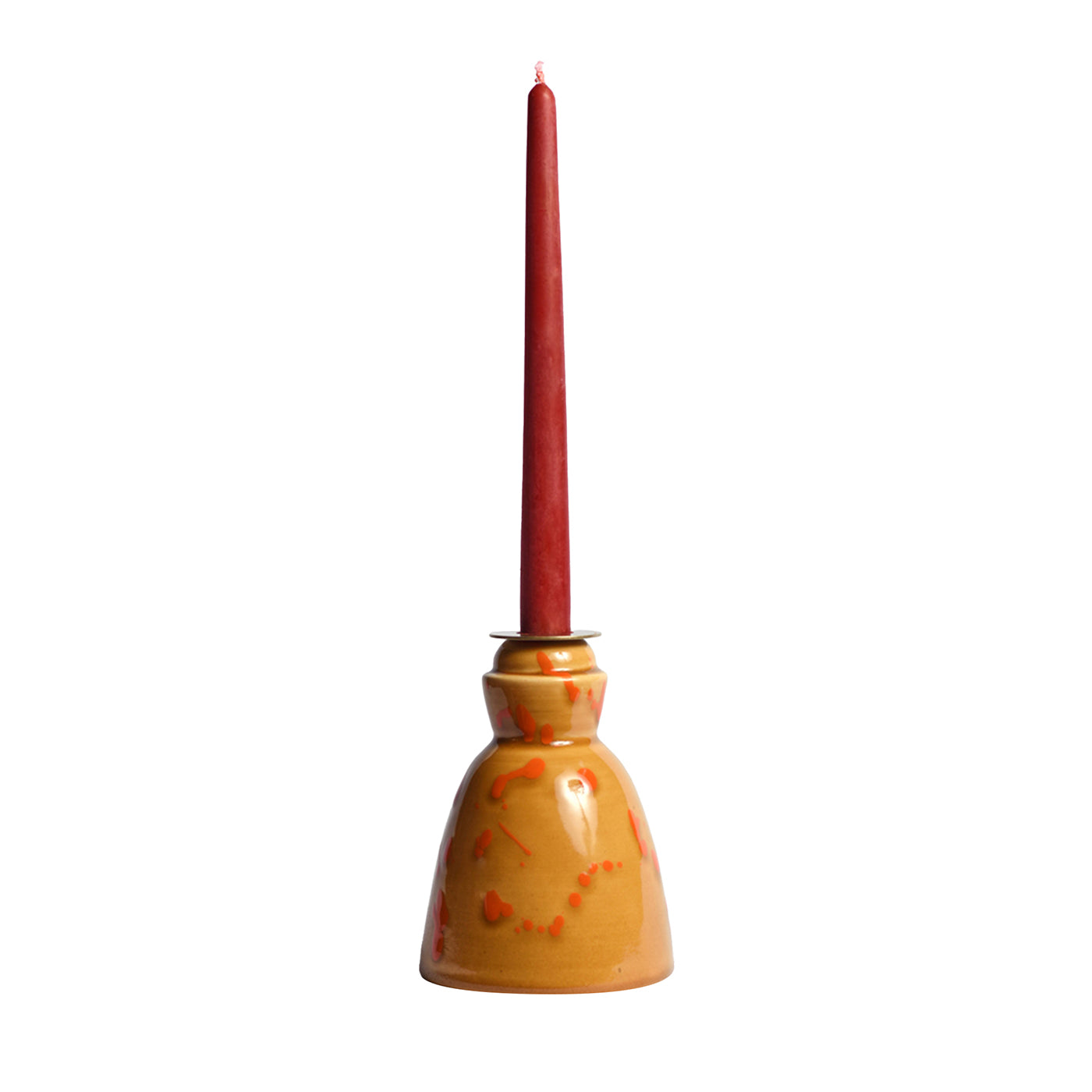 Candelero de cerámica caramelo con 4 velas perfumadas - Vista principal