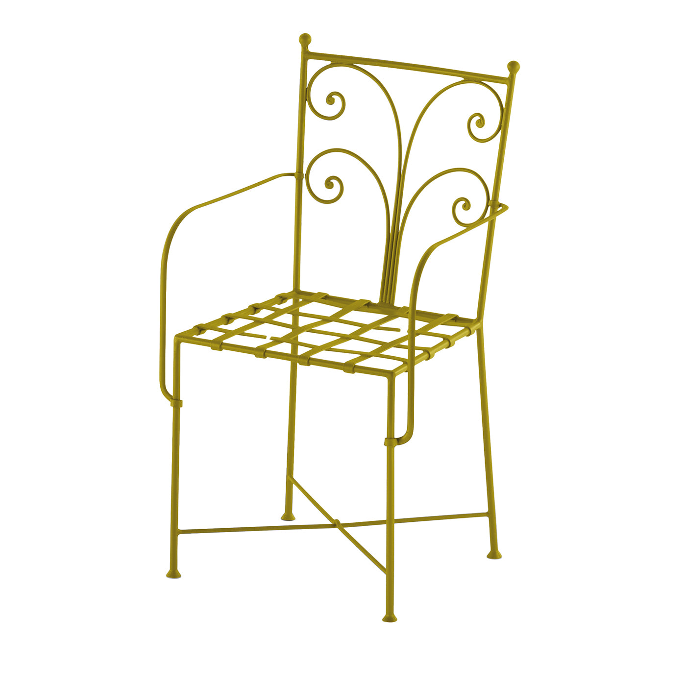 Acanta Wrought Iron Lime-Green Chair With Armrests - Main view