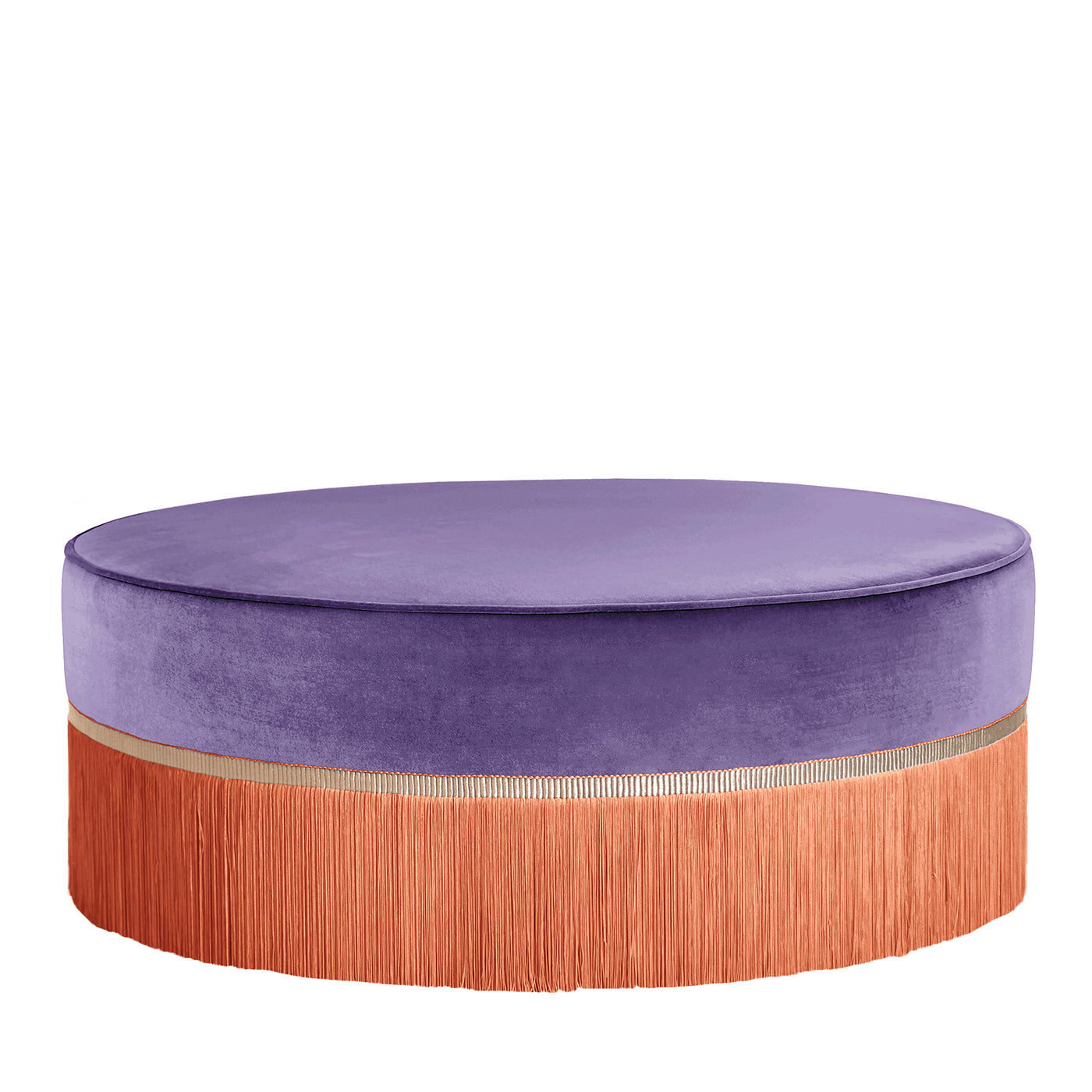 Pouf geometrico bicolore viola e arancione Couture - Vista principale