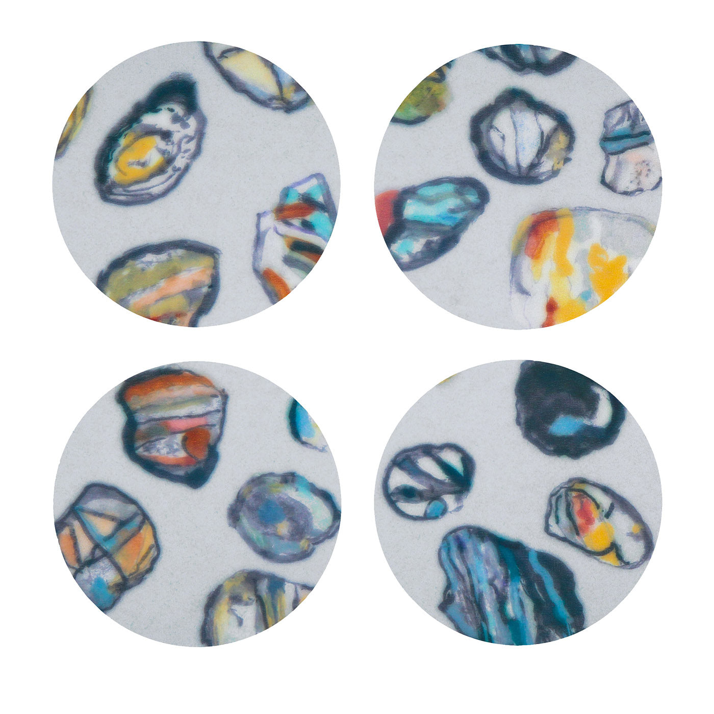 Pebbles Set de 8 sous-verres polychromes tachetés multicolores  - Vue principale