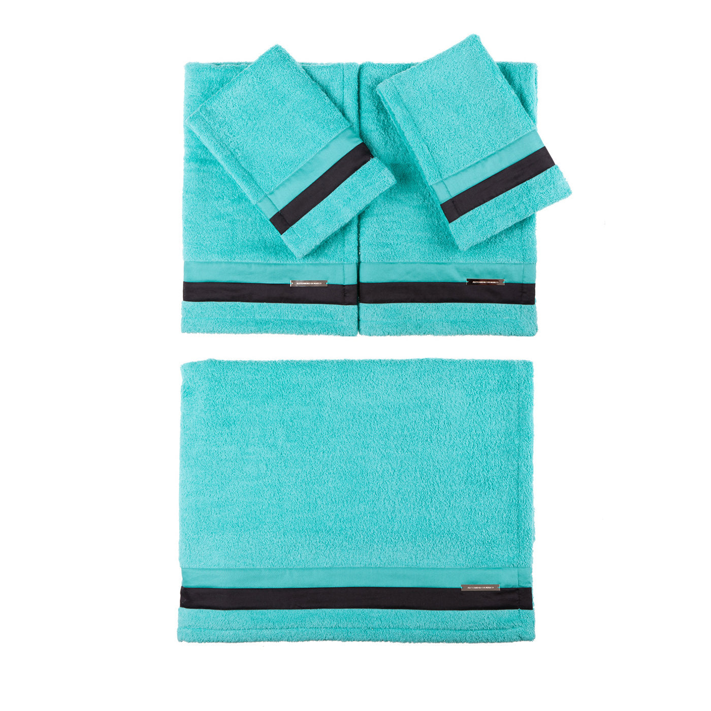 Juego de toallas de baño grandes - verde azulado y negro - Vista principal