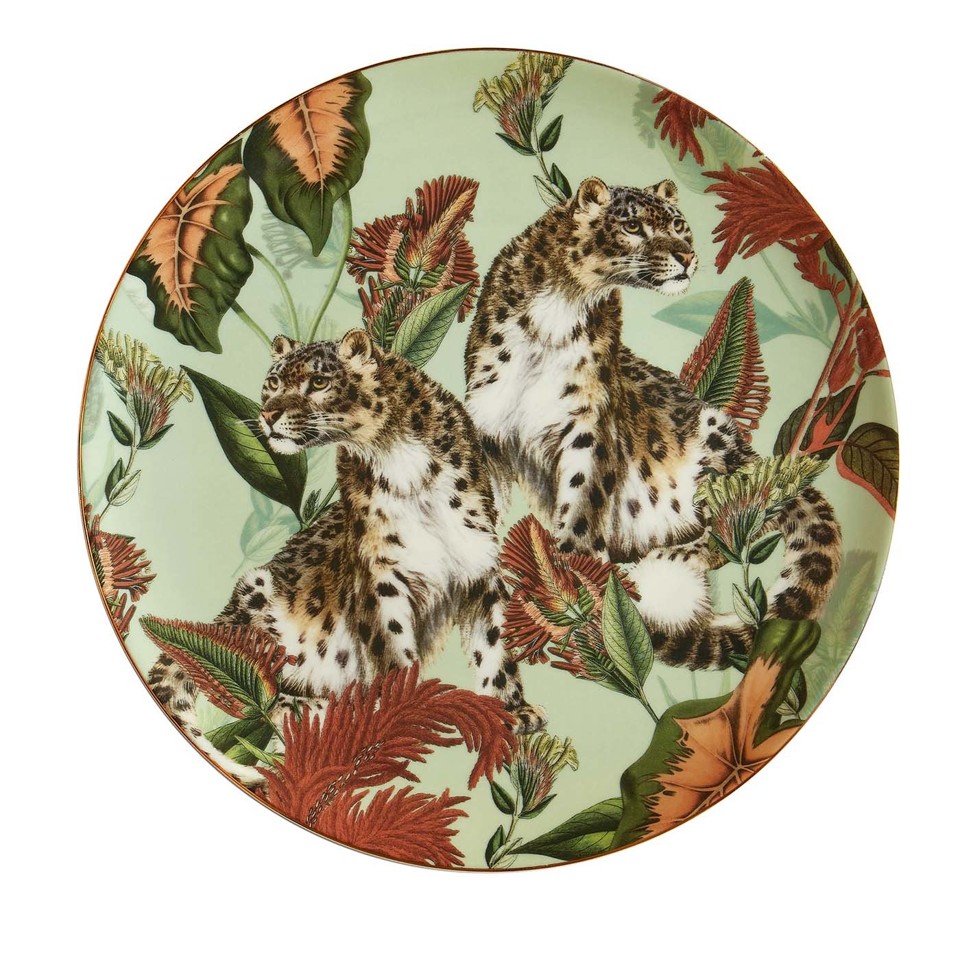 Animalia Porzellan Essteller mit Geparden und roten Blumen - Hauptansicht
