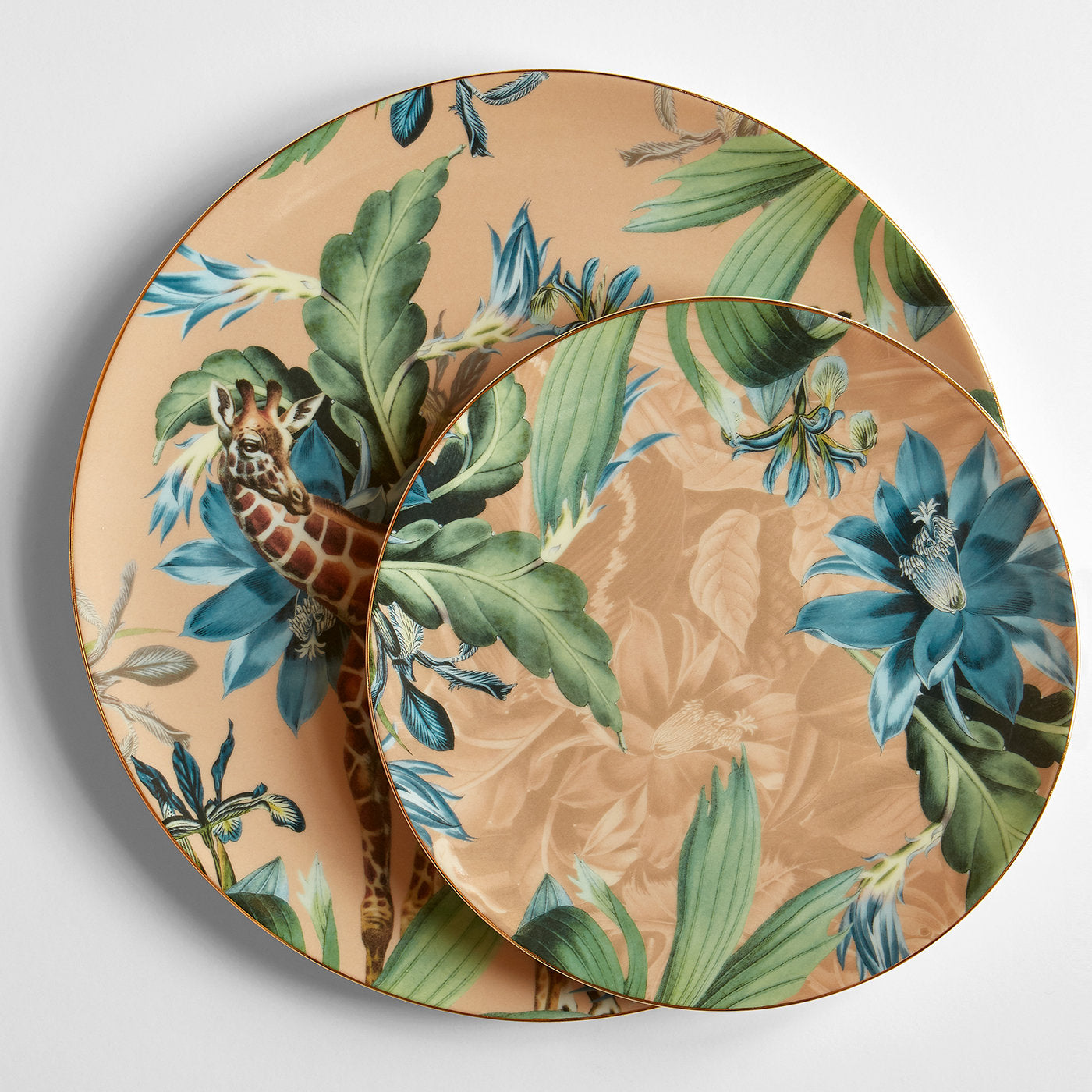 Animalia Porcelain Dinner Plate With Giraffes And Blue Flowers - Alternative view 1