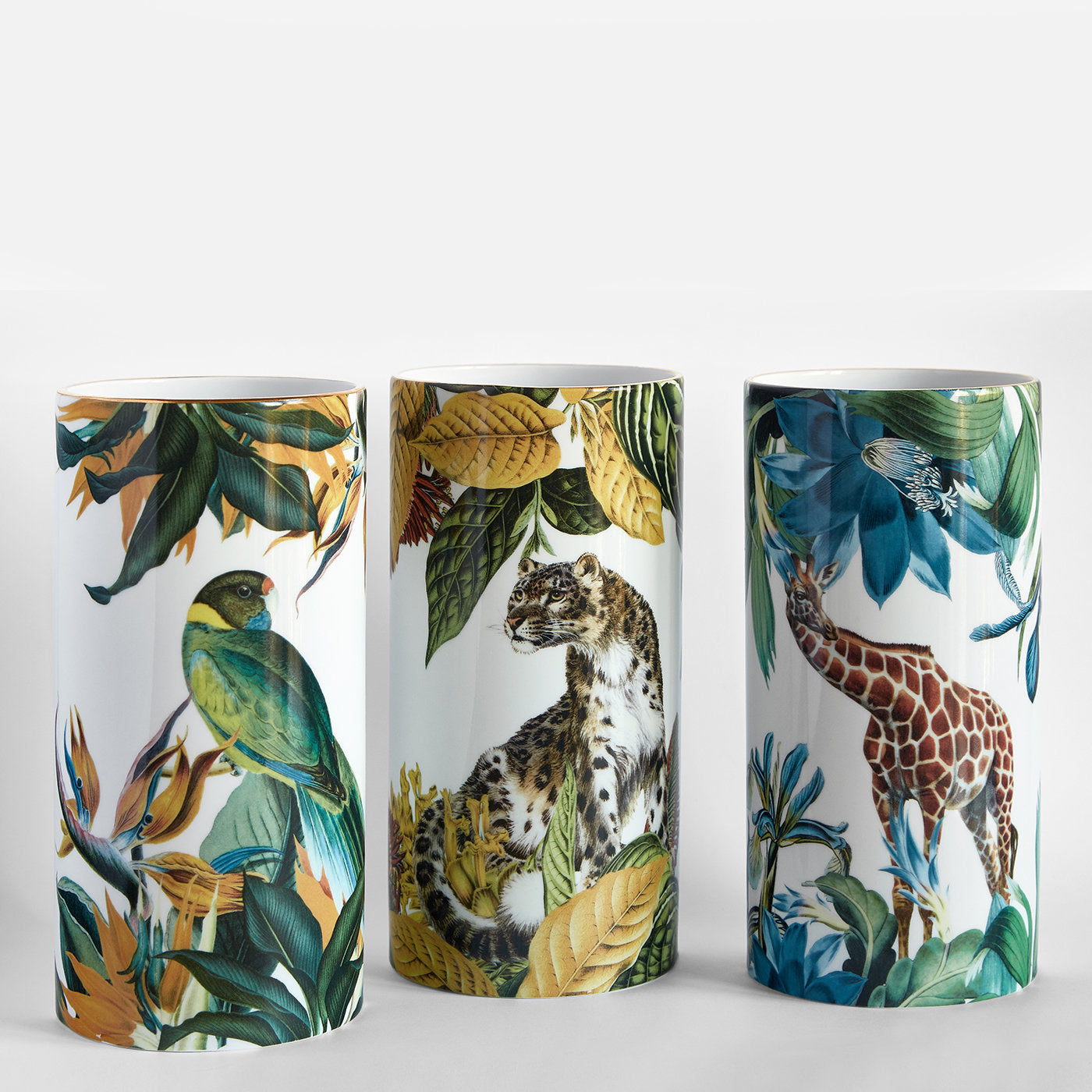 Vase cylindrique en porcelaine Animalia avec girafe - Vue alternative 1