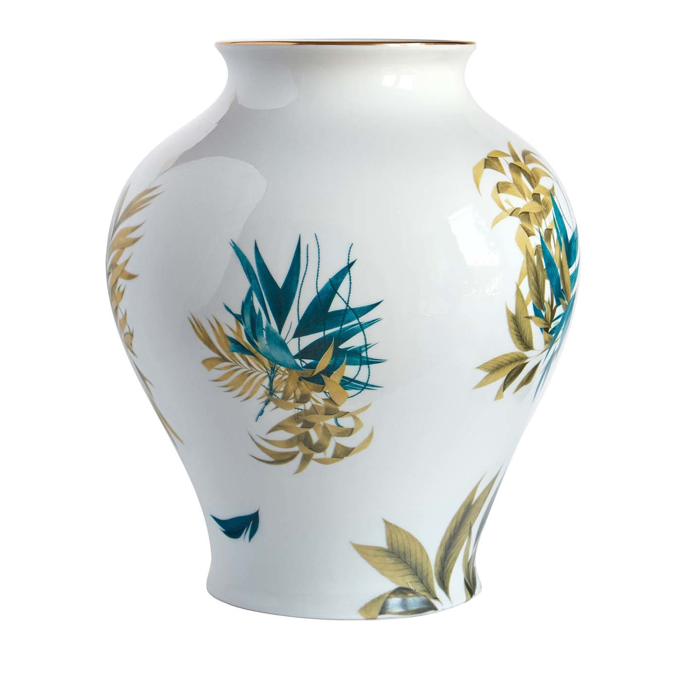 Las Palmas Amphora Porzellanvase mit Palmenblättern H27Cm - Hauptansicht
