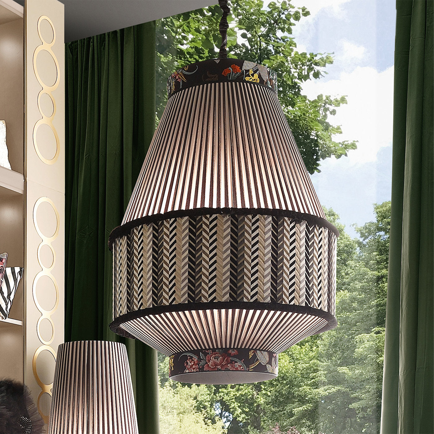 JL 115 Chevron-Print Pendant Light - Alternative view 1