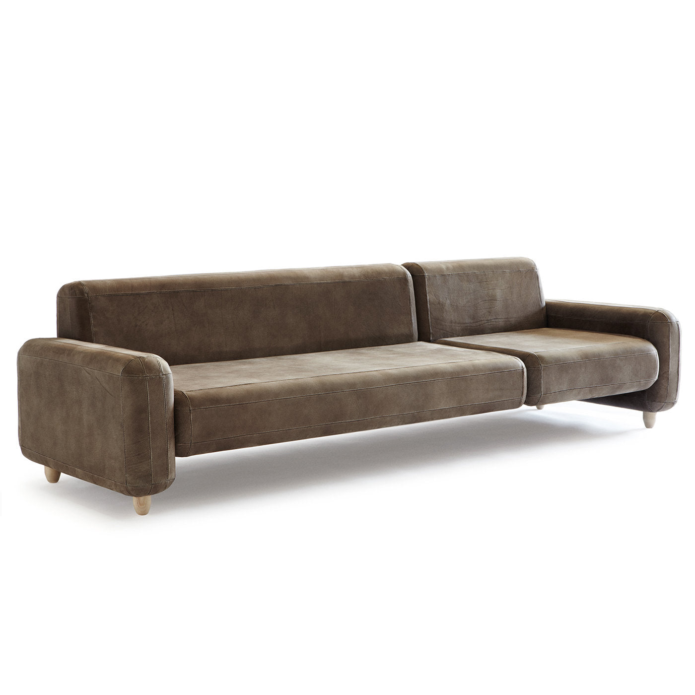 Traco Natural Gray Leather Sofa by Paolo Capello - Alternative view 1