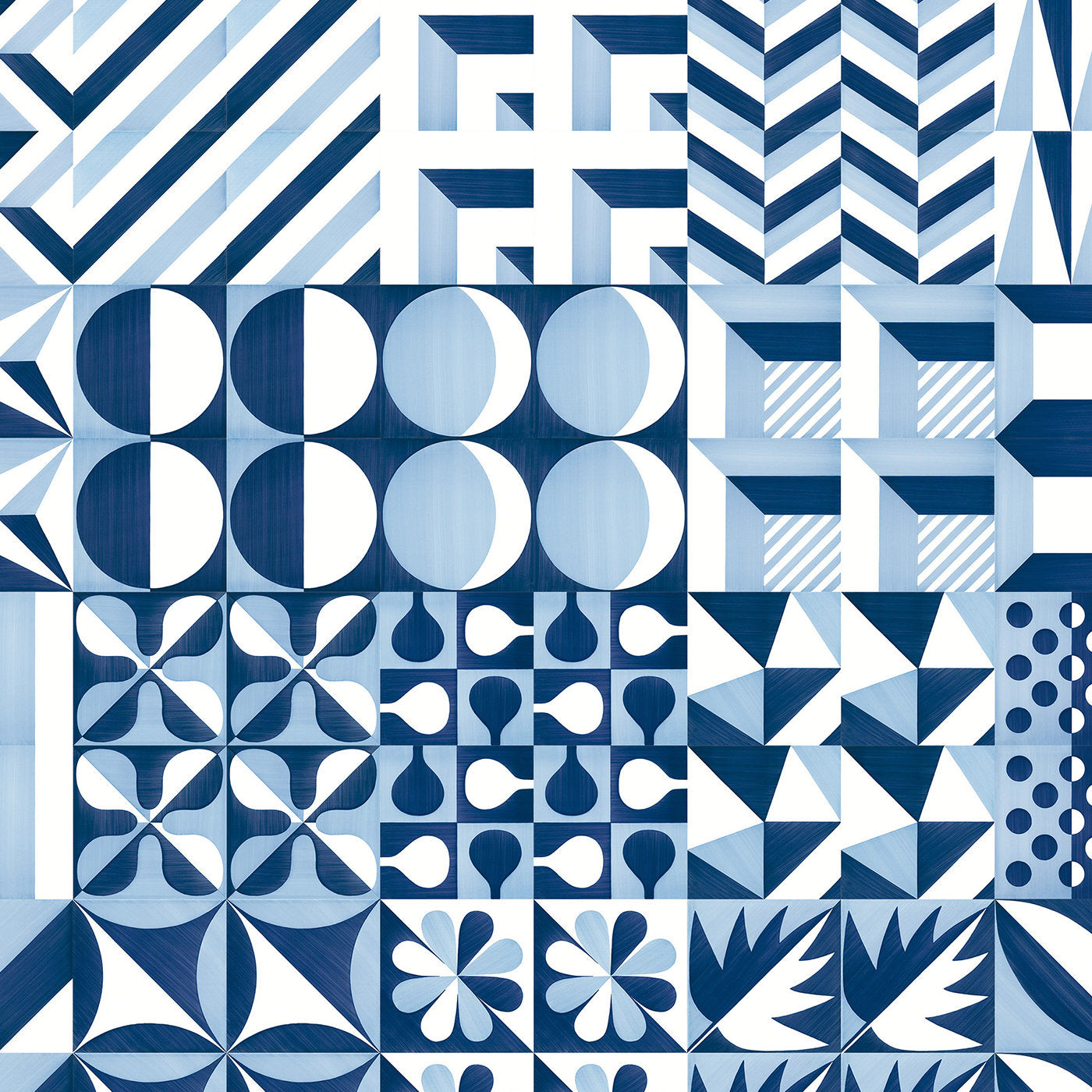 Set of 25 Tiles Blu Ponti Decoration Type 20 by Gio Ponti - Alternative view 2