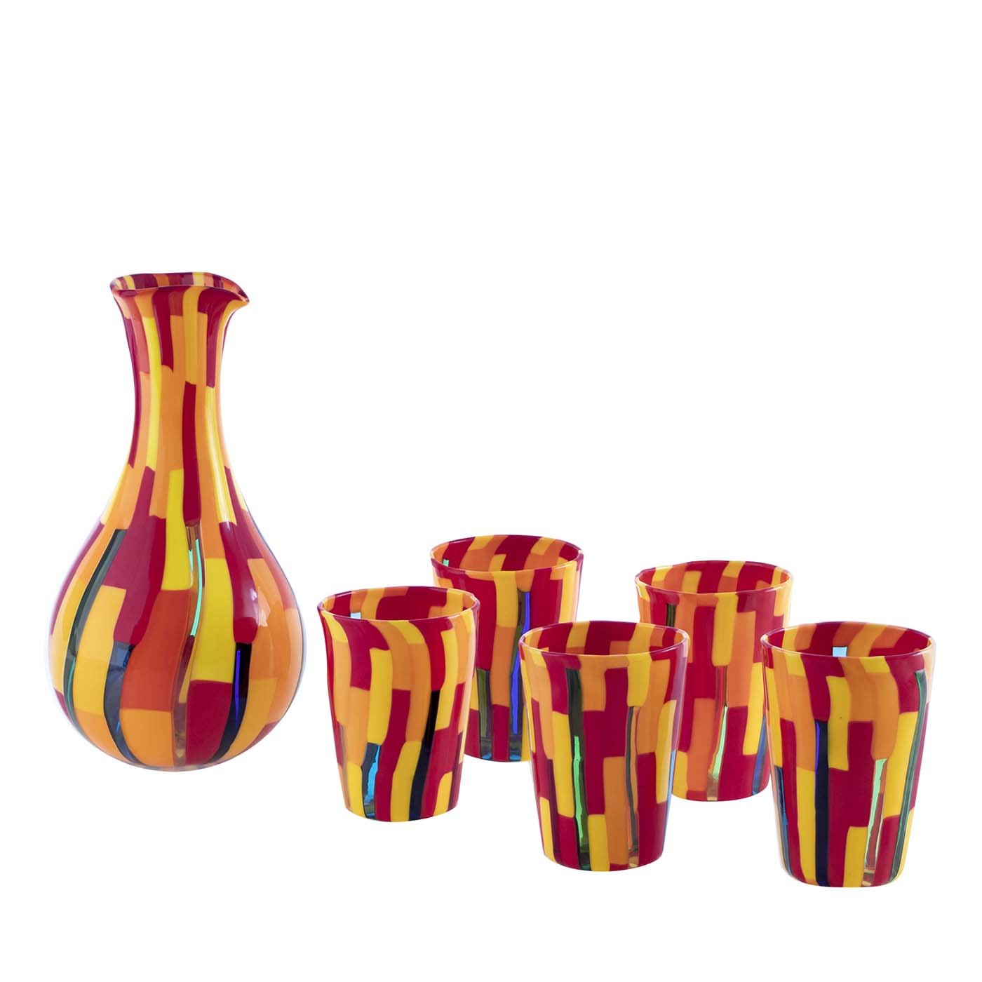 Set of 6 Redentore Glasses with Carafe by Angelo Ballarin - Main view