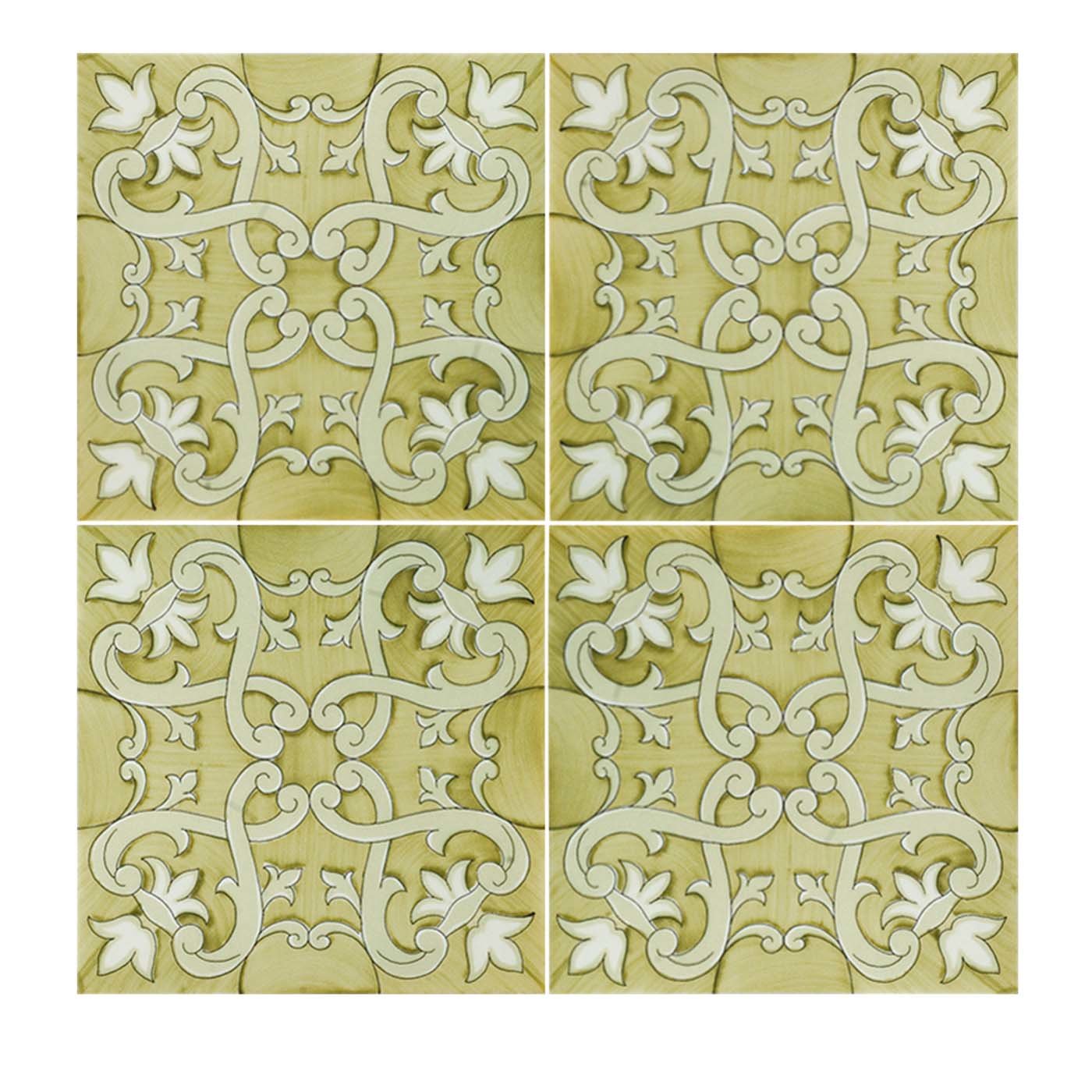 Set of 25 Recamone Green Tiles Fiori Scuri Collection  - Main view