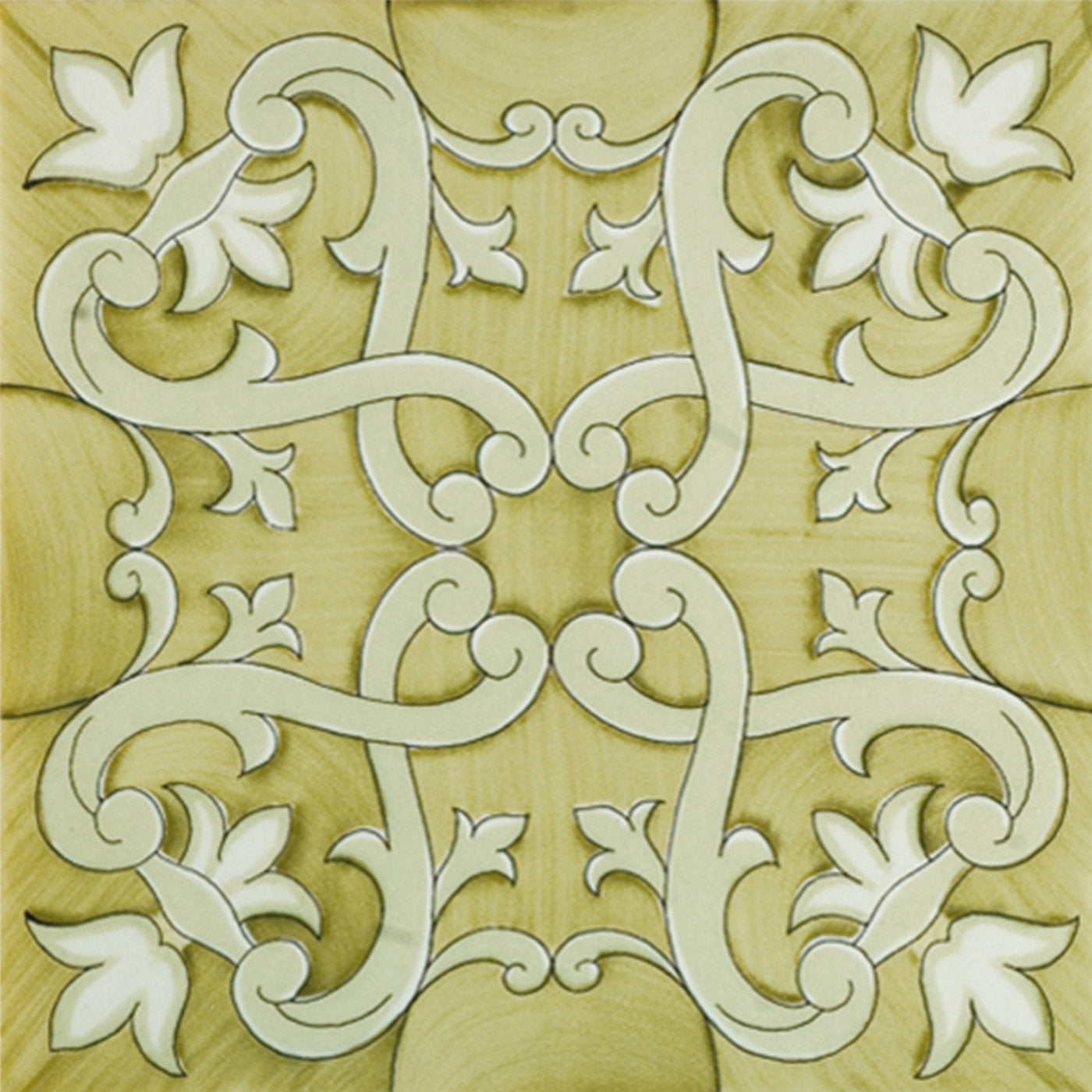 Set of 25 Recamone Green Tiles Fiori Scuri Collection  - Alternative view 1