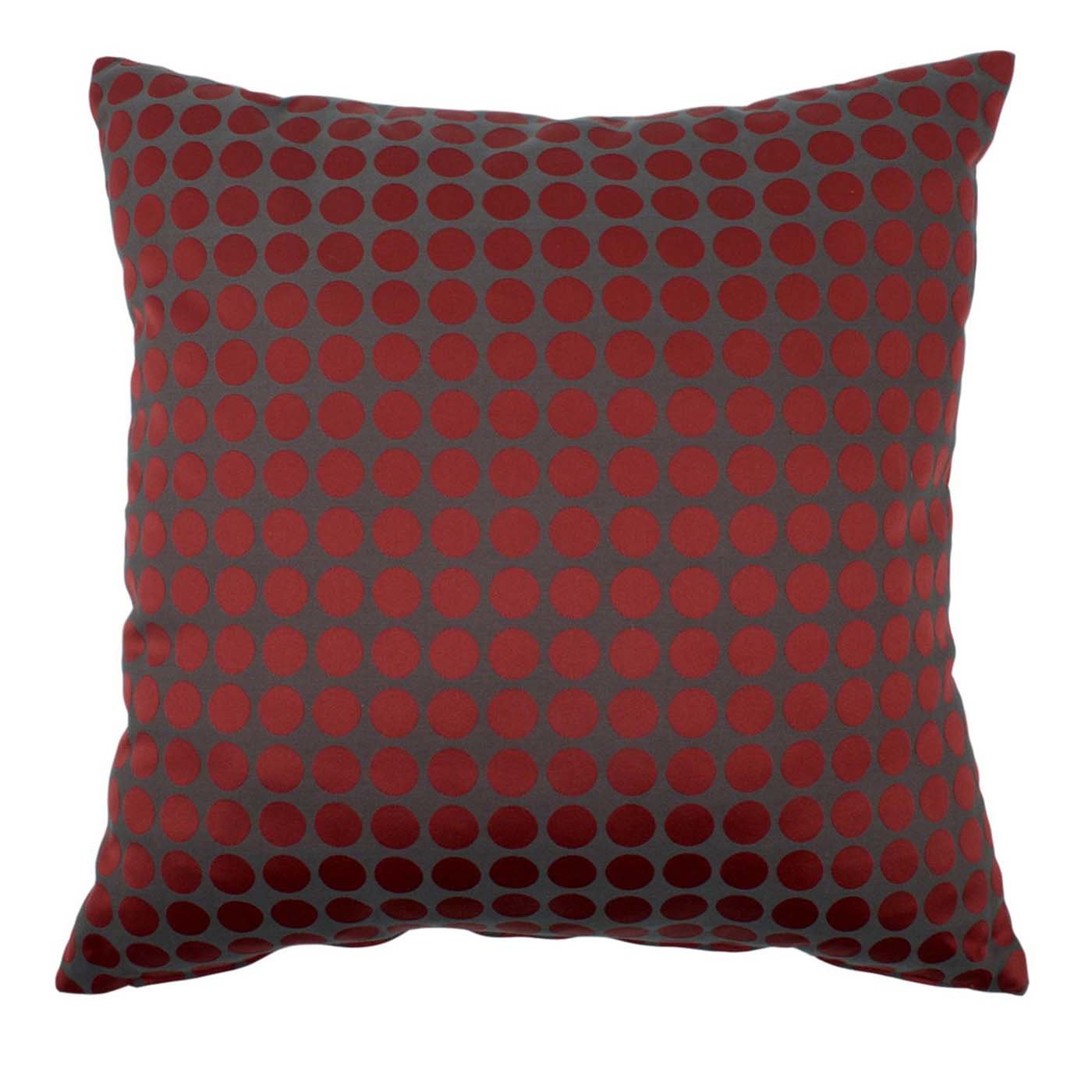 Dark Red Carrè Cushion in polka dots jacquard fabric - Main view