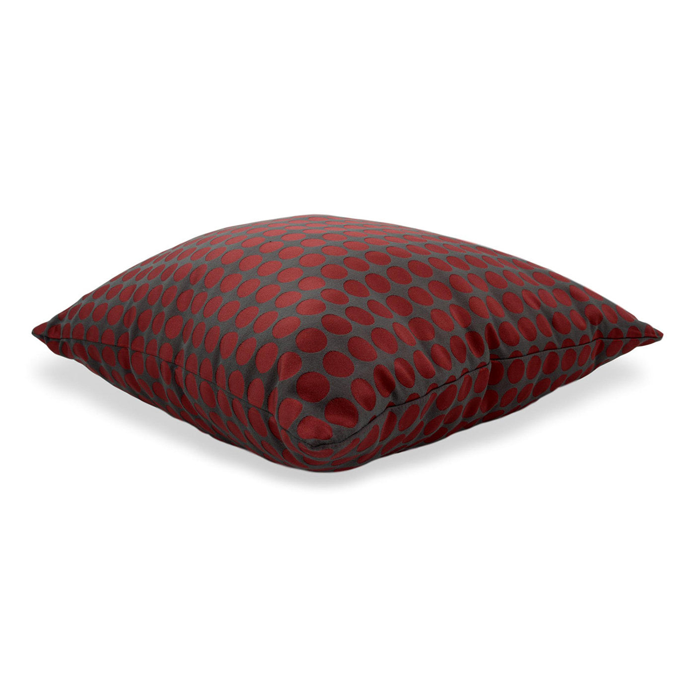 Dark Red Carrè Cushion in polka dots jacquard fabric - Alternative view 1