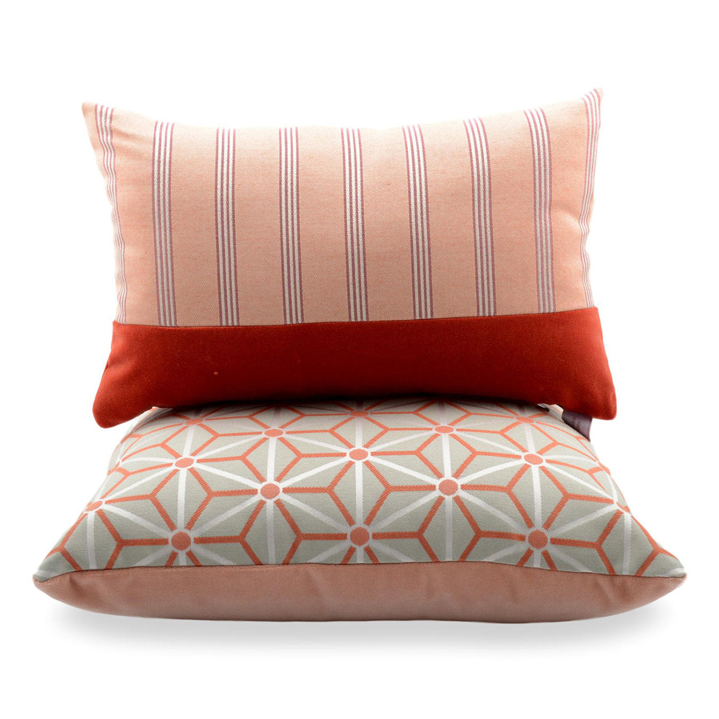 Rectangular Simple Orizzontal Cushion in striped jaquard fabric - Alternative view 2