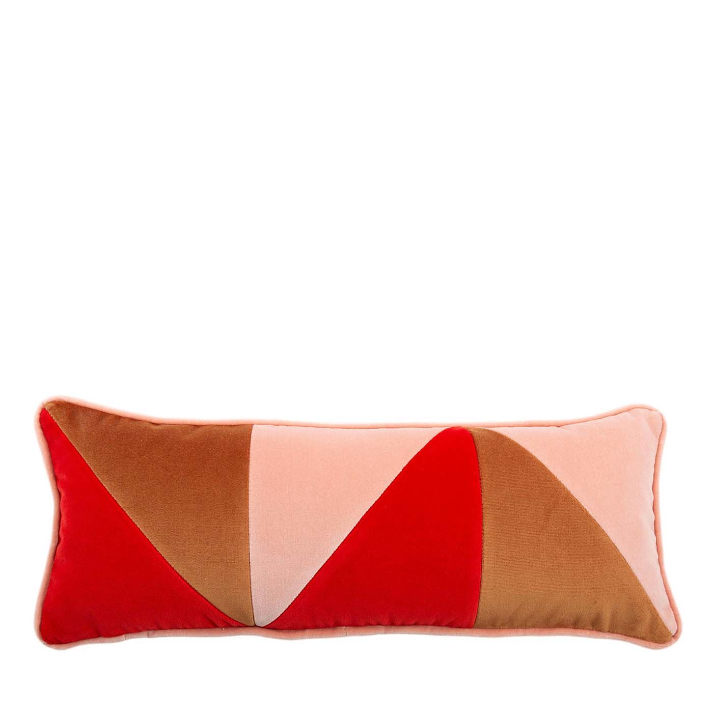 Rectangular Multi-Colored Cotton Velvet Arlecchino Cushion - Main view