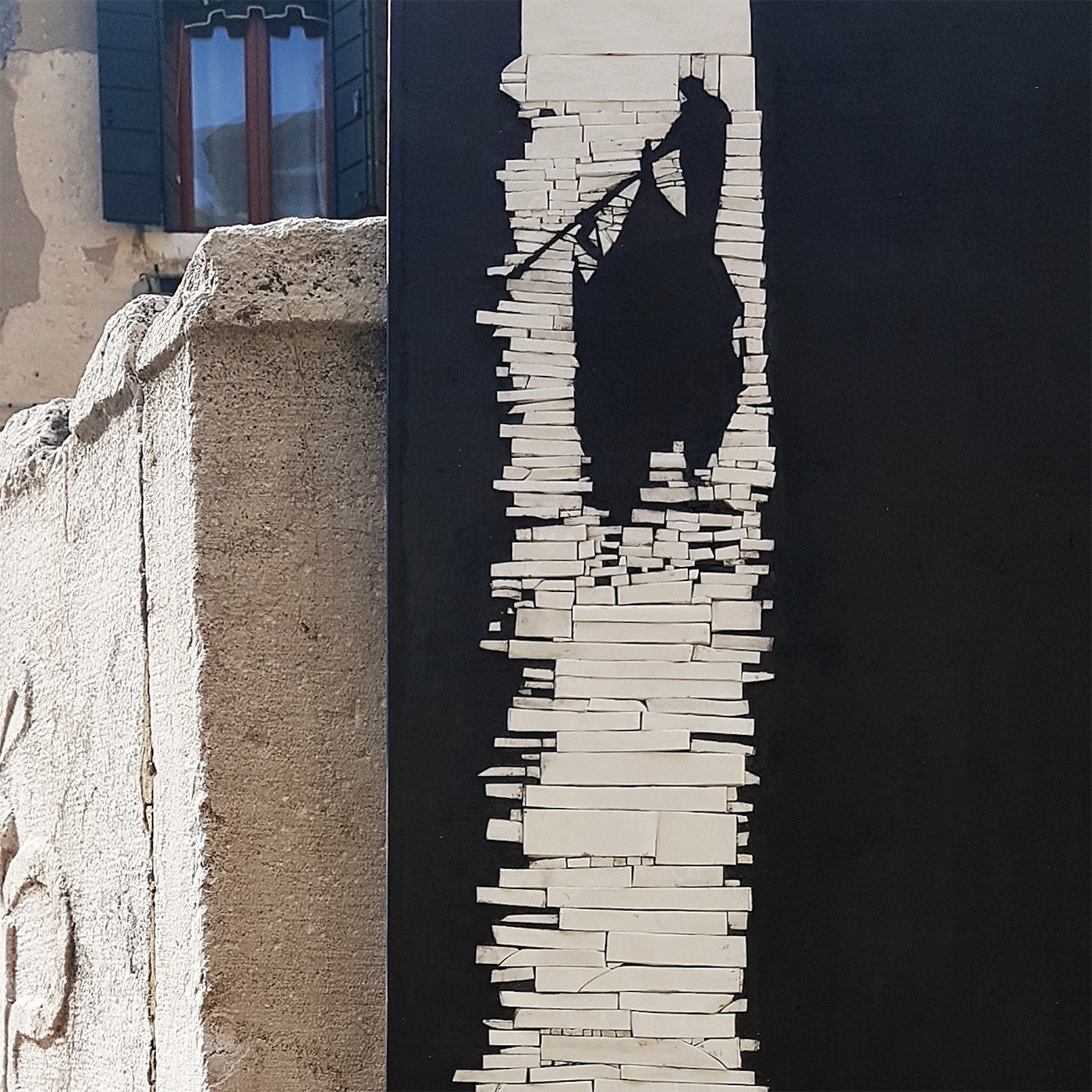 Mosaico de arte mural en blanco y negro Venice Life - Vista alternativa 1