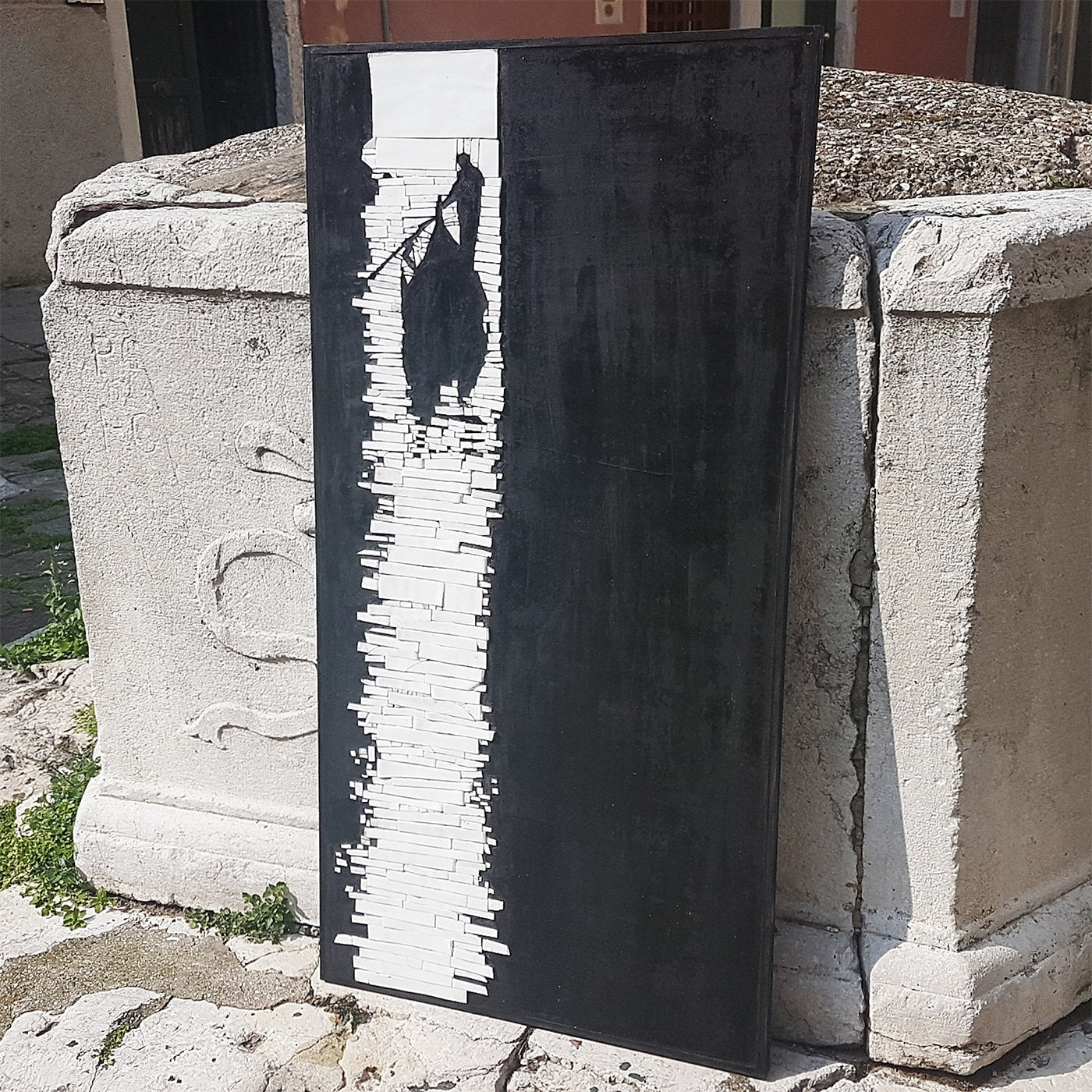 Mosaico de arte mural en blanco y negro Venice Life - Vista alternativa 4