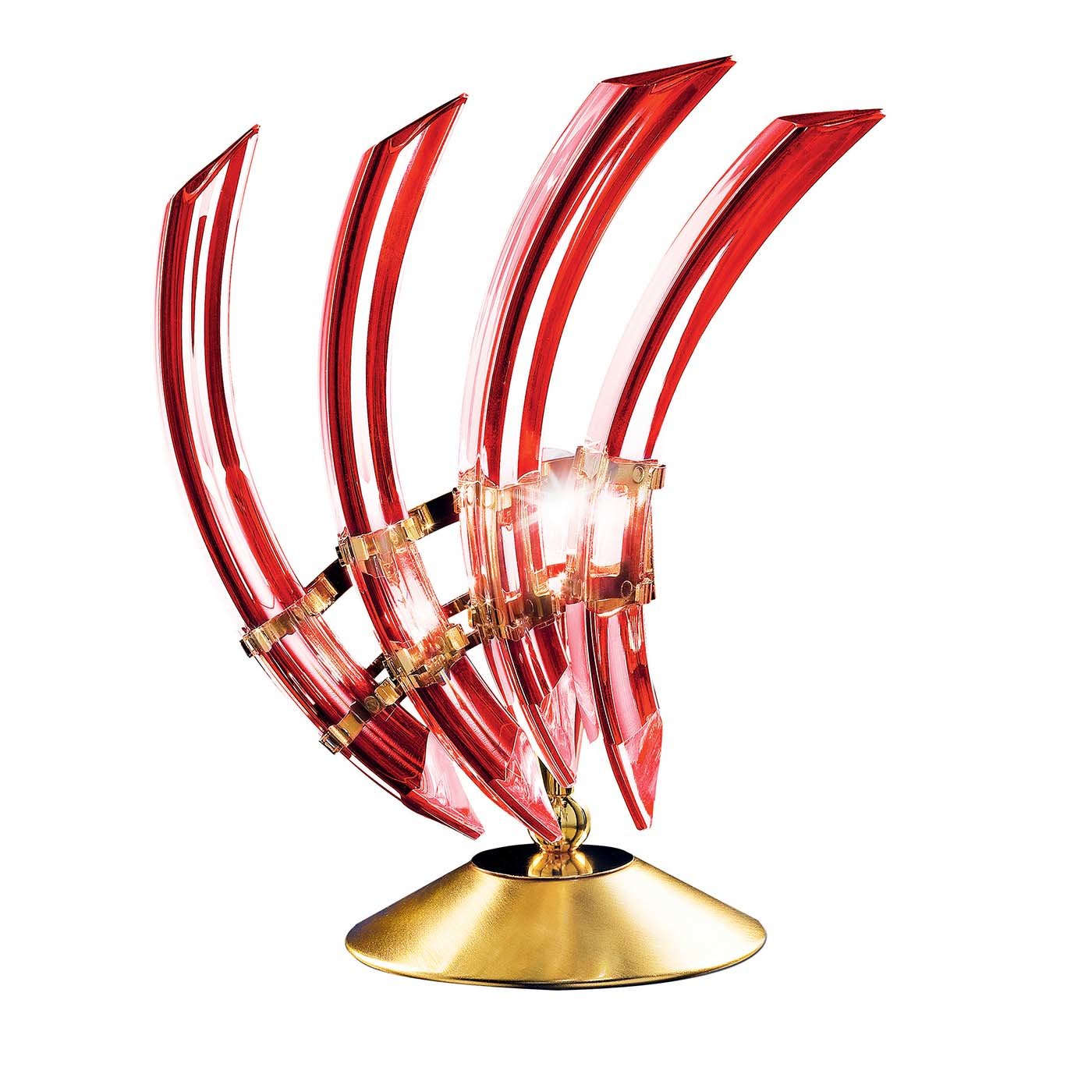 0522/LP Lámpara de mesa de cristal de Murano rojo con forma de pavo real - Vista principal