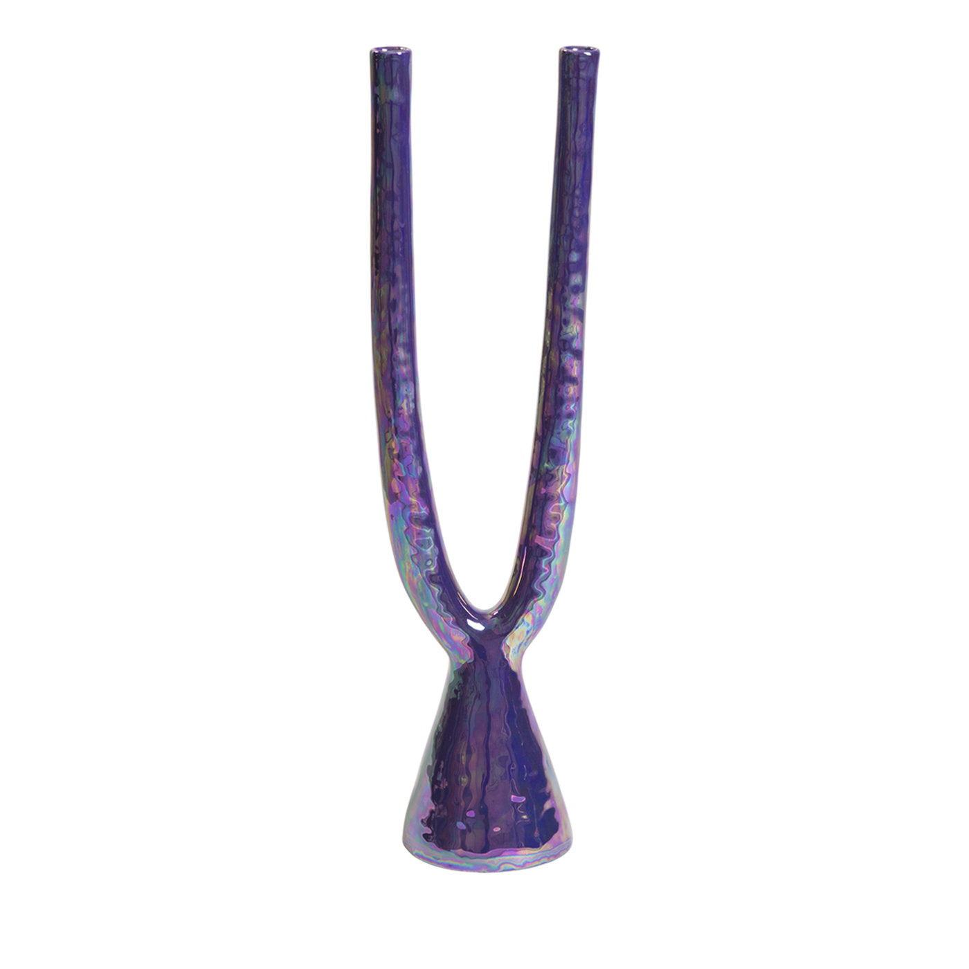 Candelabro doble de cerámica violeta - Vista alternativa 1