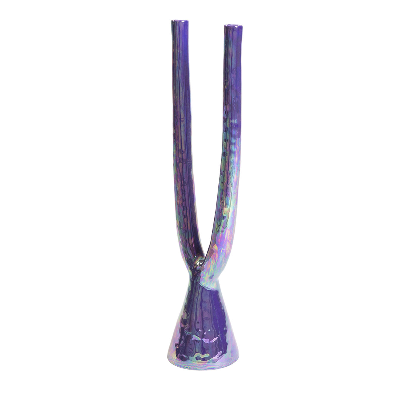 Violetter Keramik-Doppel-Kerzenleuchter - Alternative Ansicht 2