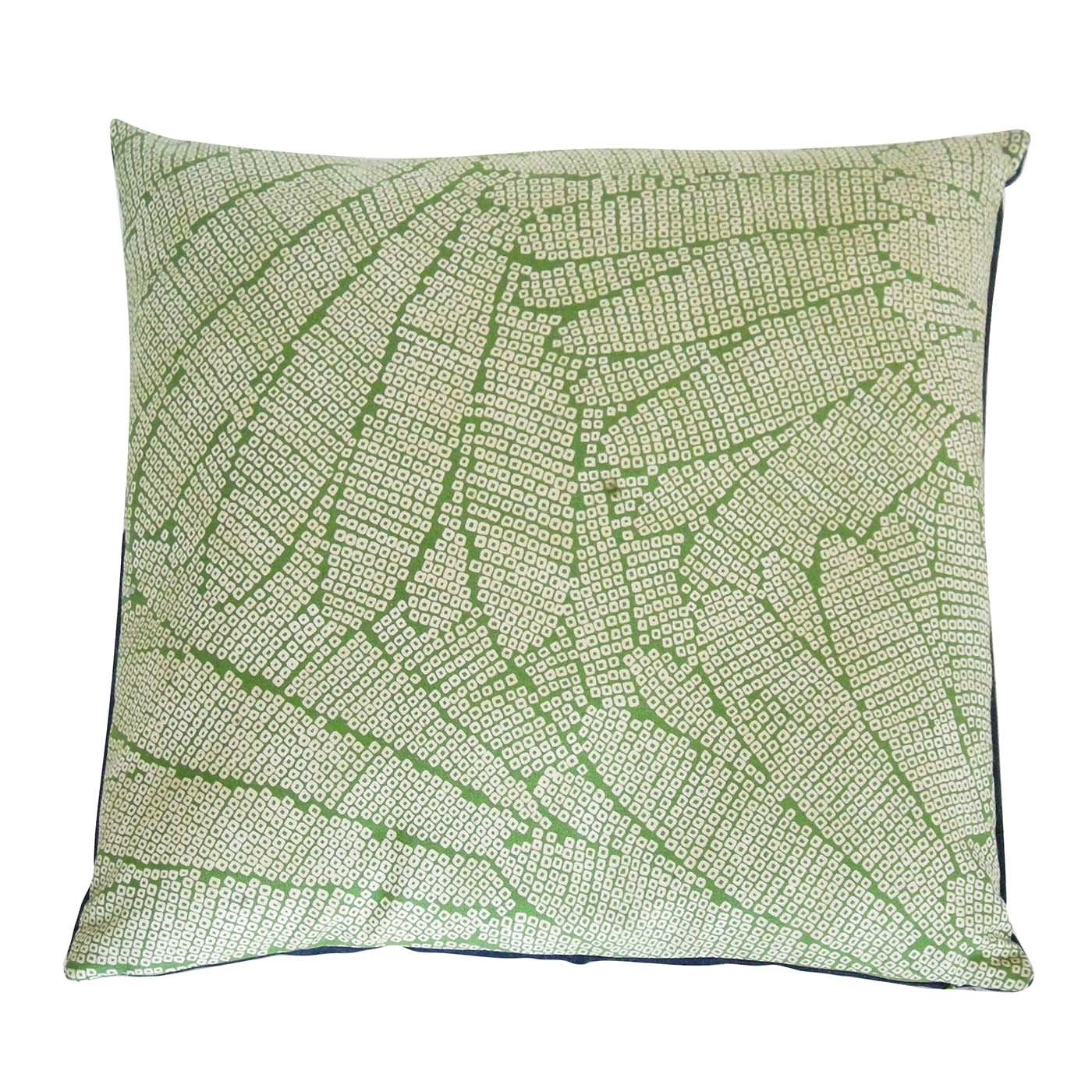 Big Danese Cushion in Green Cotton and Denim - Main view
