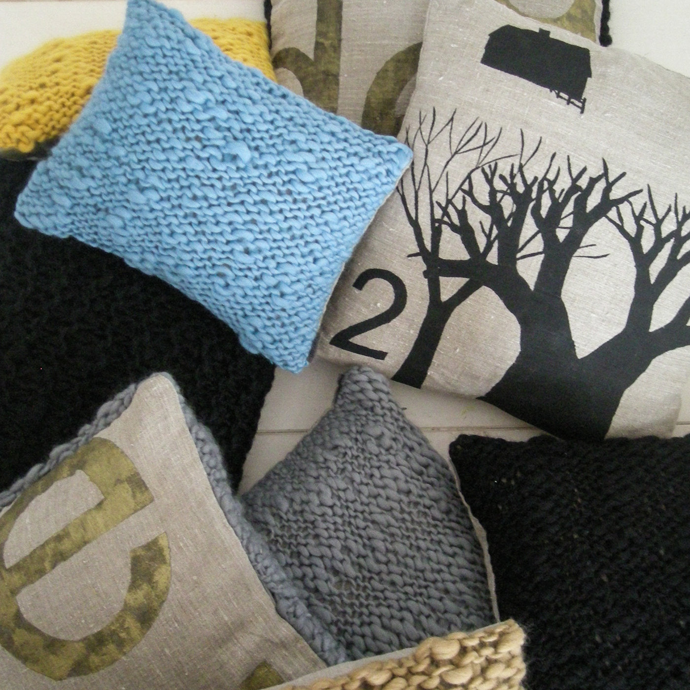 Wool&lettering Cushion Light Blue - Alternative view 2
