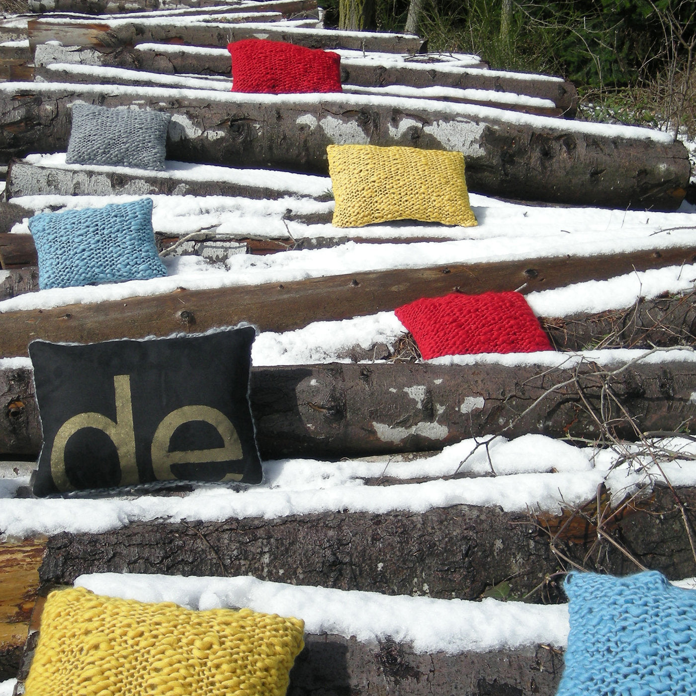 Wool&lettering Cushion Light Blue - Alternative view 4