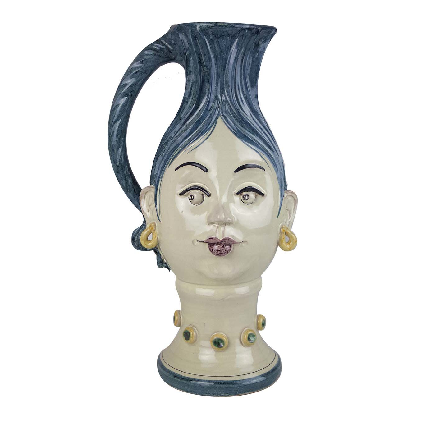 Blauhaarige Frau Keramikkrug - Hauptansicht