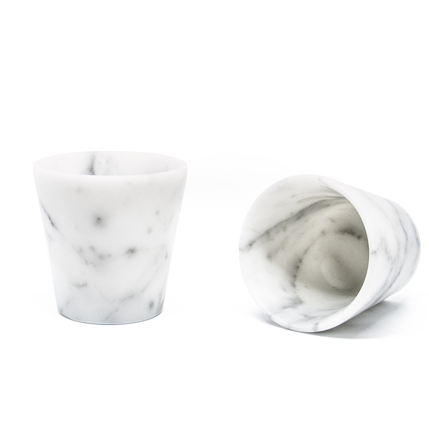 Set of 2 White Carrara Marble Grappa Glasses - Alternative view 2
