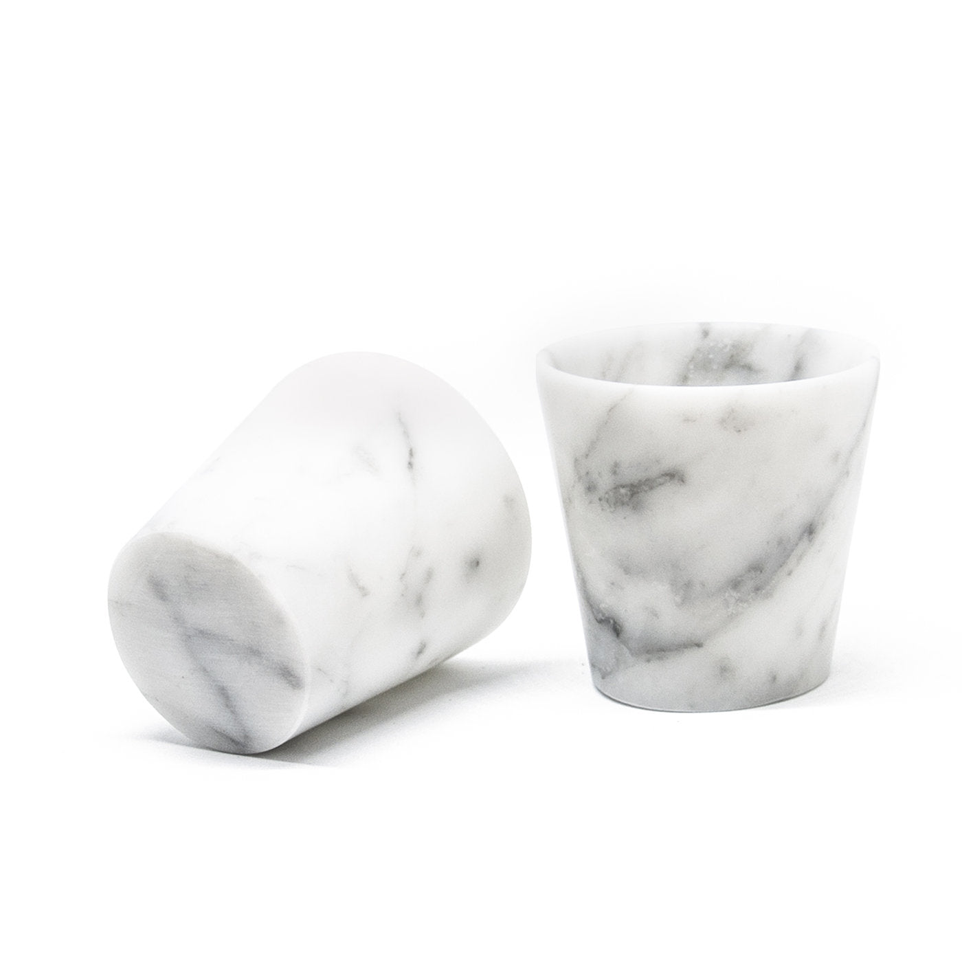 Set of 2 White Carrara Marble Grappa Glasses - Alternative view 4