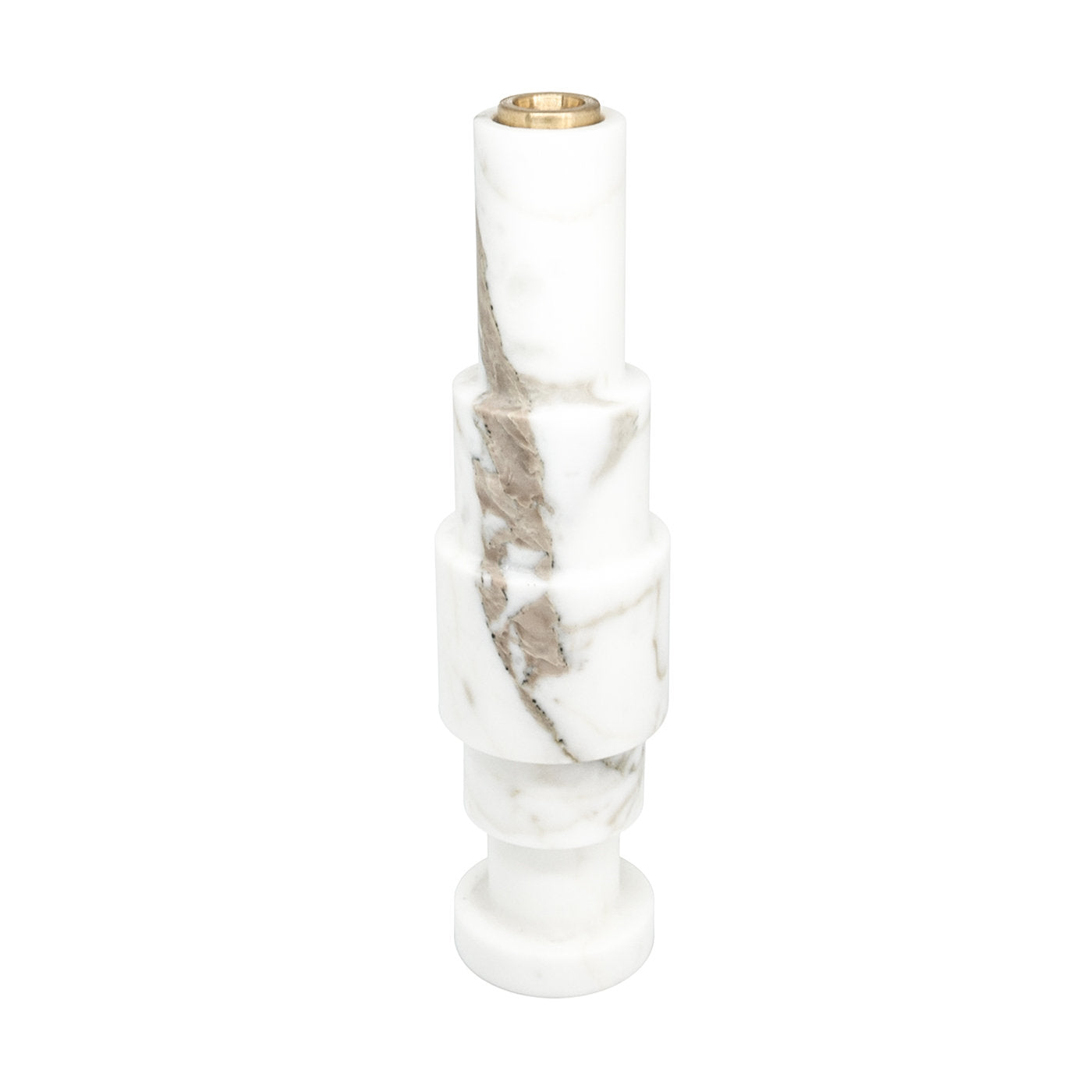 Low Carrara Marble and Brass Candleholder by Jacopo Simonetti - Alternative view 1