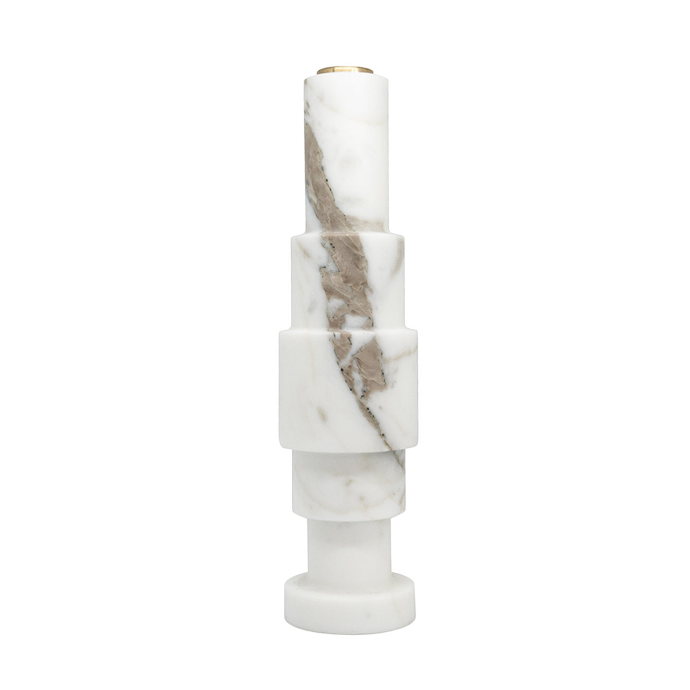 Low Carrara Marble and Brass Candleholder by Jacopo Simonetti - Alternative view 2