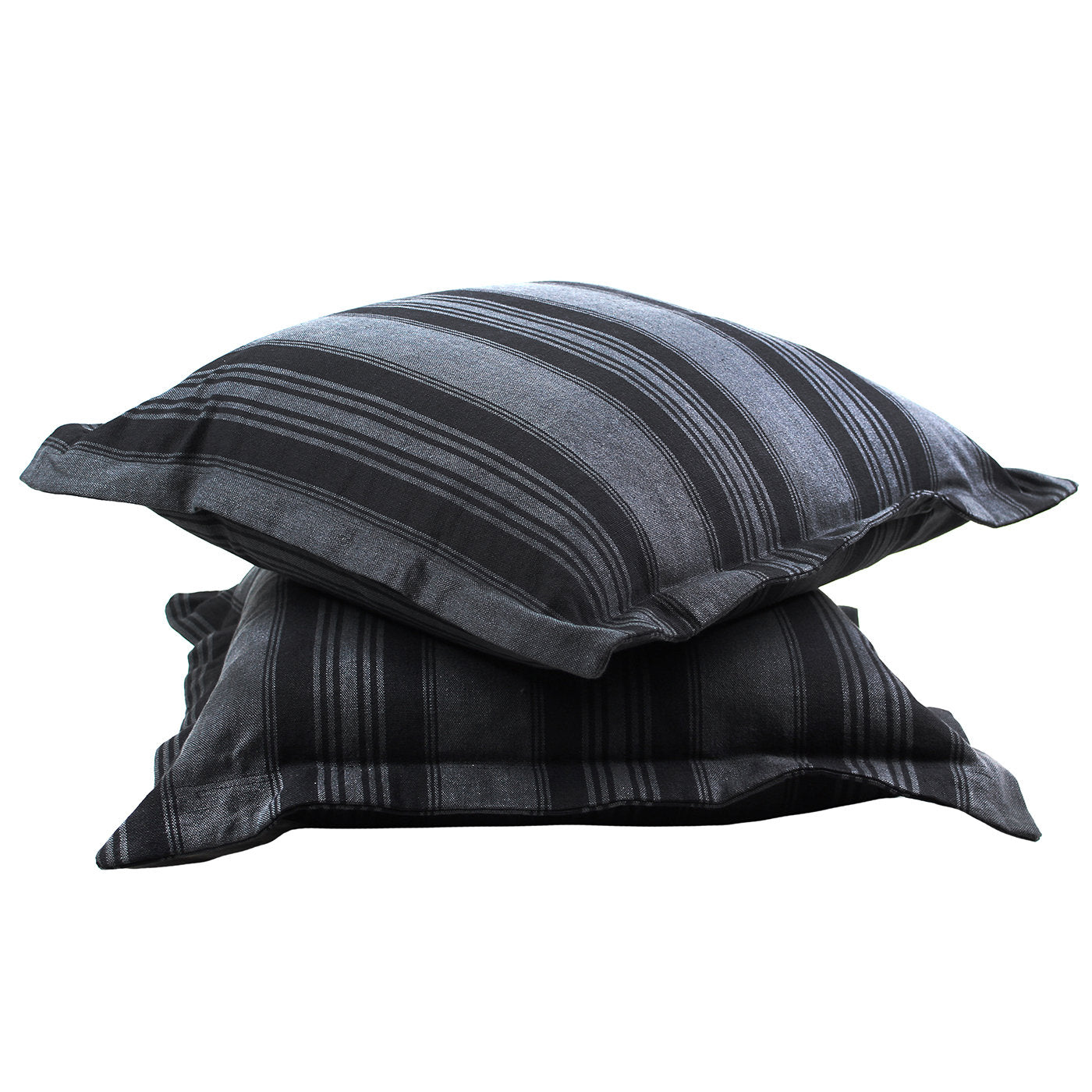 Set of 2 Black and Gray Stripes Cushions  - Alternative view 2
