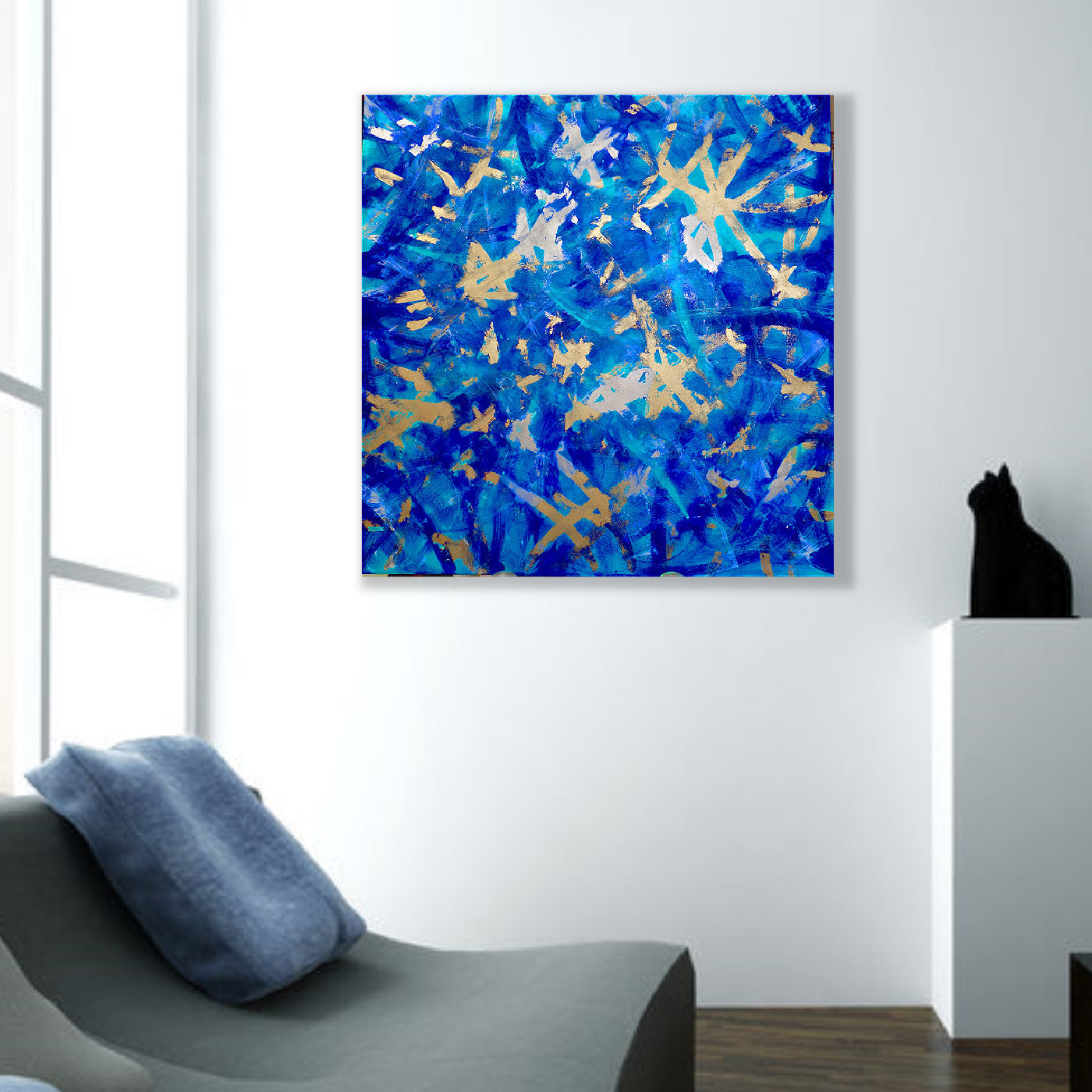 Over The Sea Acrylic Painting in Cobalt Blue - Alternative view 2