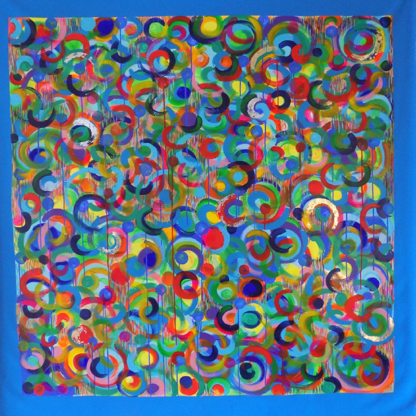 Tanz der Farben Acryl großes Gemälde in Blau - Alternative Ansicht 1