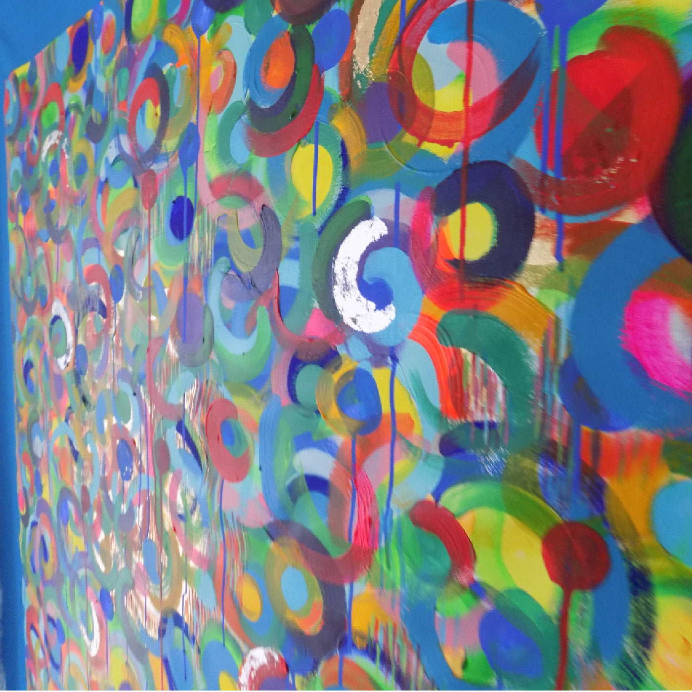 Tanz der Farben Acryl großes Gemälde in Blau - Alternative Ansicht 2