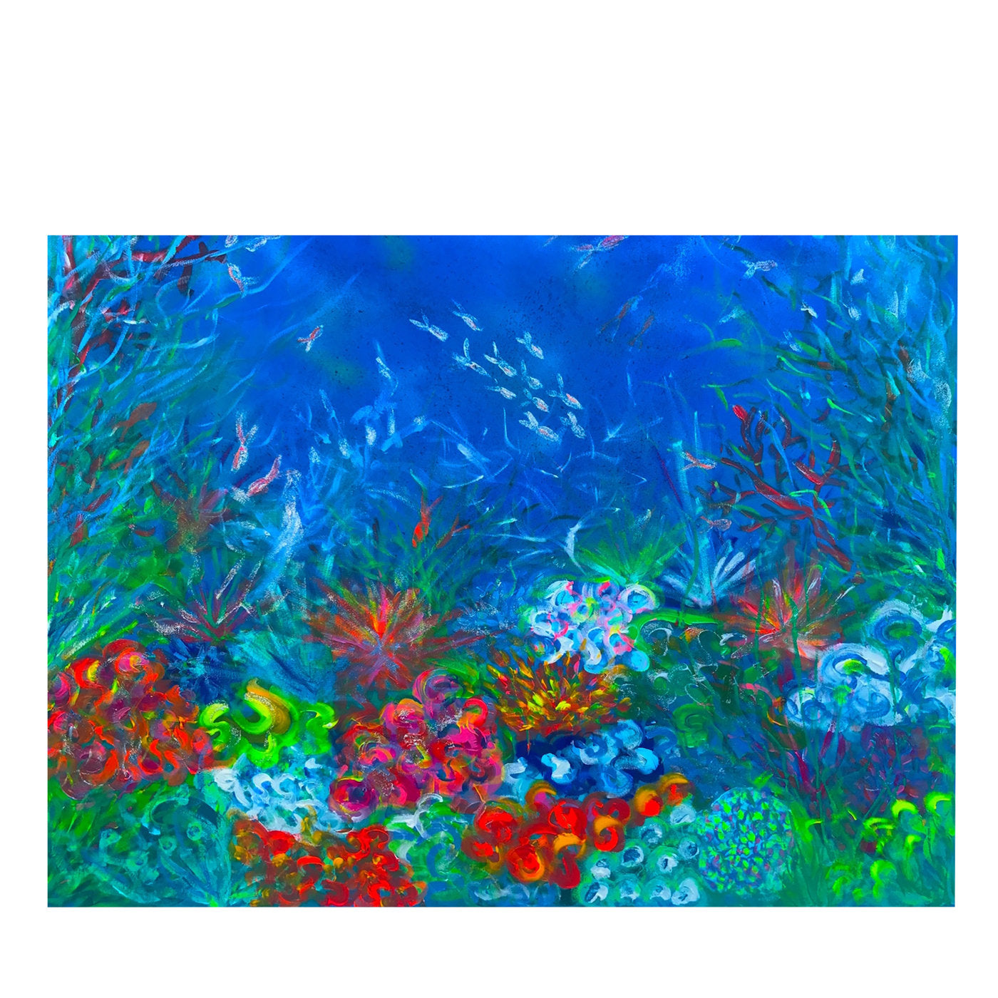 Ornamental factory Spring- 4 -Original coral reef sculptural abstract artwork, bold and bright textured contemporary art, spring colors