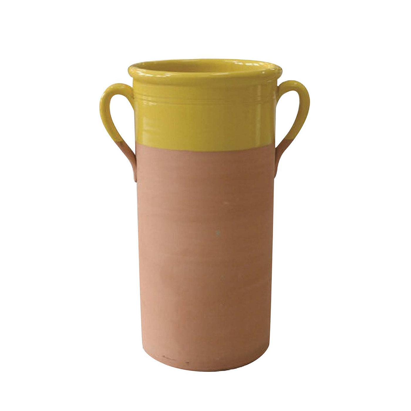 Yellow Large Cylindrical Vase with Handles - Main view