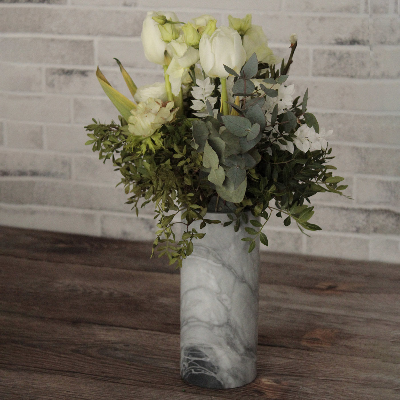 Gray Bardiglio Marble Cylindrical Vase - Alternative view 1
