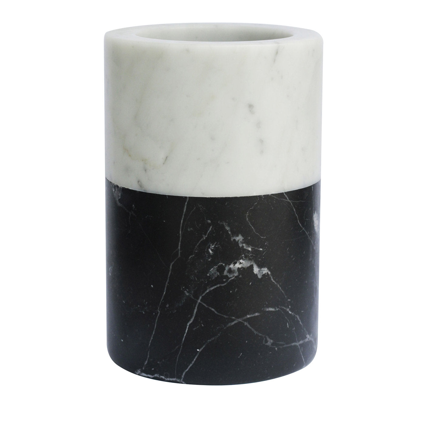 Vase en marbre bicolore blanc de Carrare et noir de Marquina - Vue principale