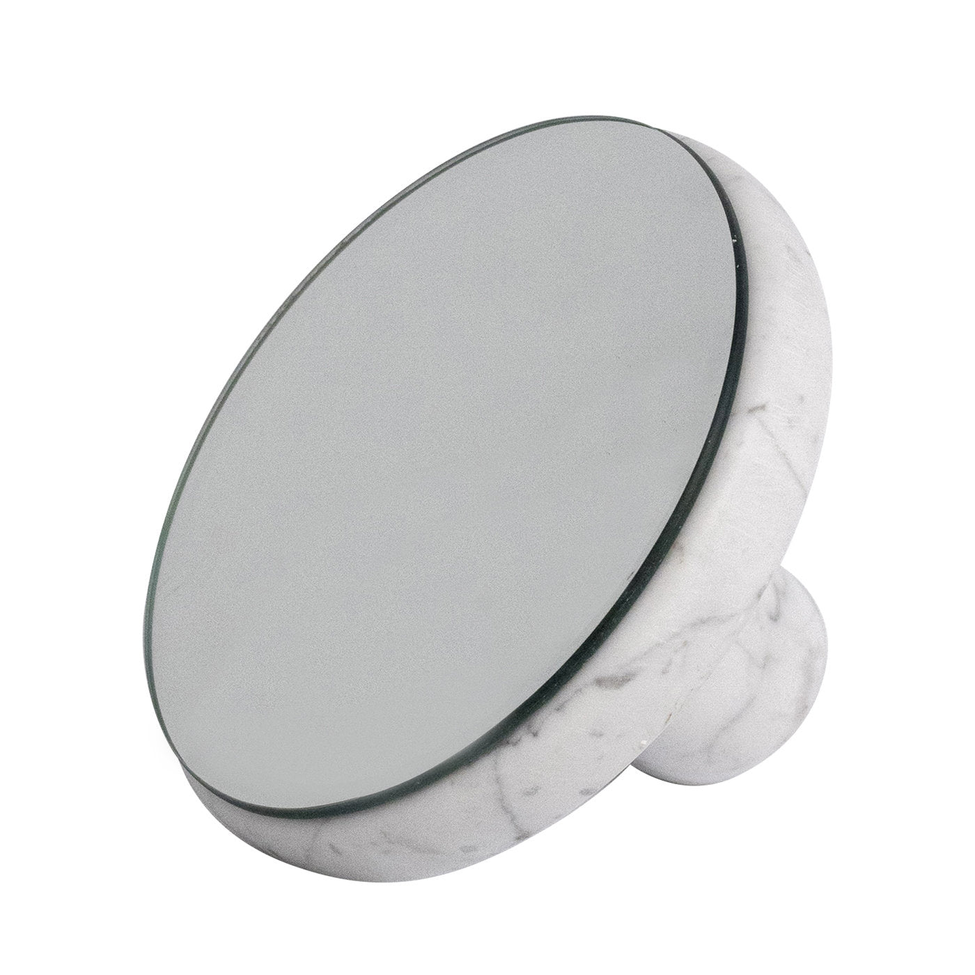 Pauline Runder Spiegel aus weißem Carrara-Marmor - Hauptansicht