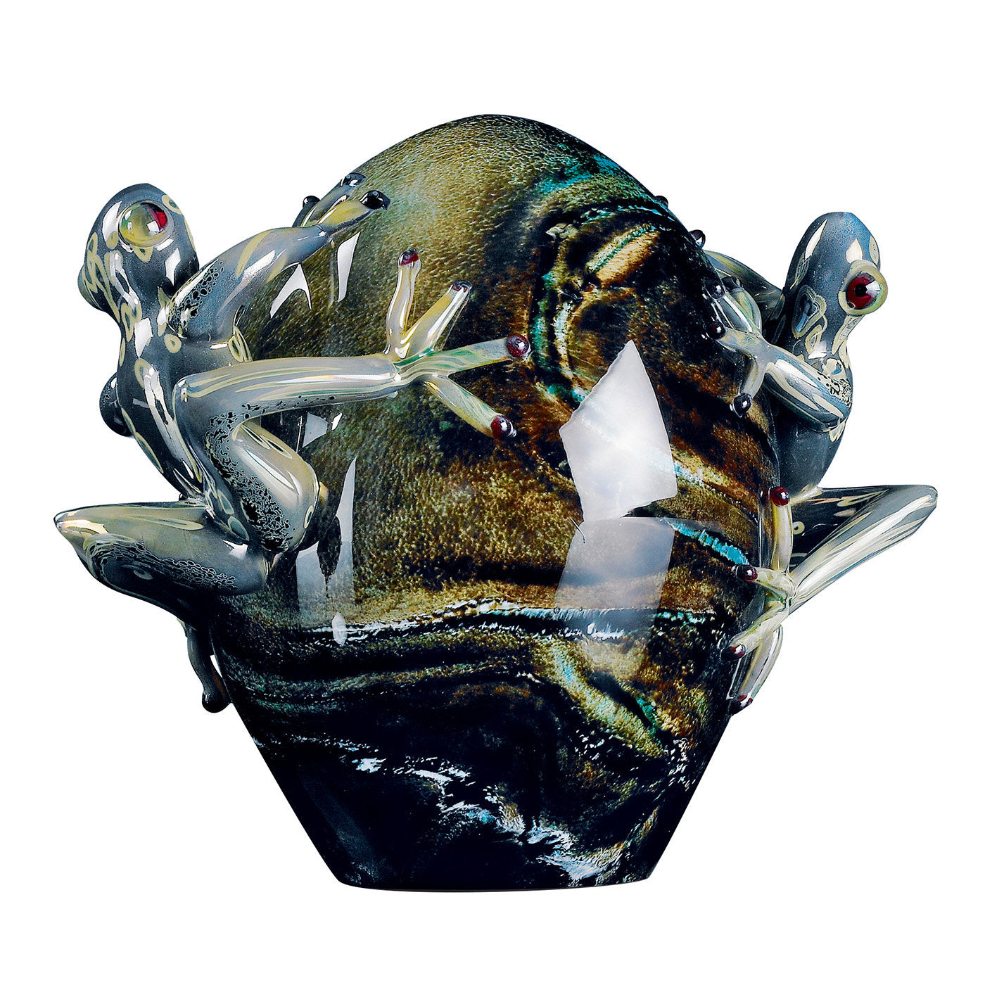 Œuf en verre avec grenouilles grises - Vue principale