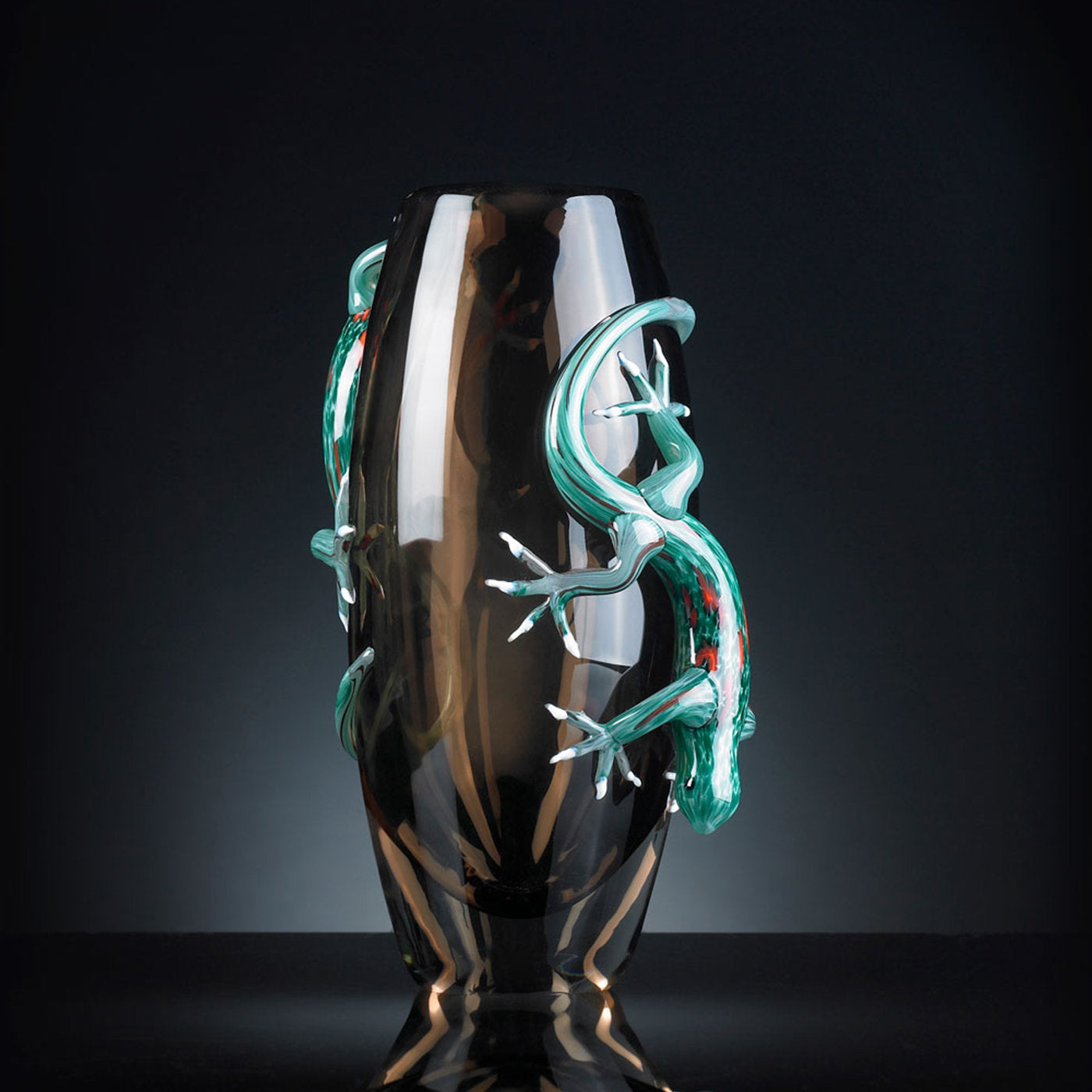 Große braune Vase mit 2 Geckos - Alternative Ansicht 1