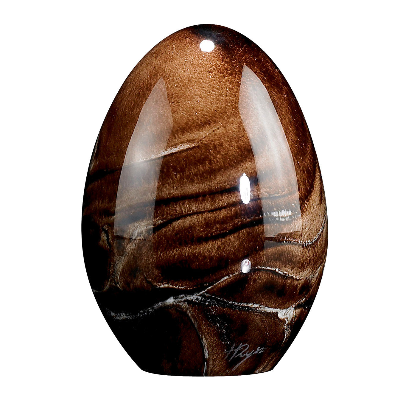 Petit œuf en verre brun  - Vue principale