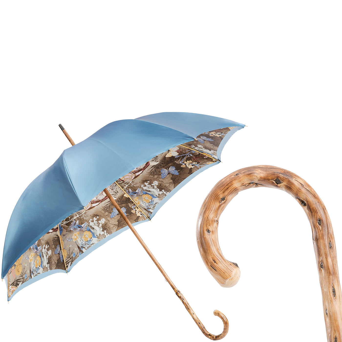 Natur Regenschirm mit Besenholzgriff - Doppeltuch - Alternative Ansicht 1