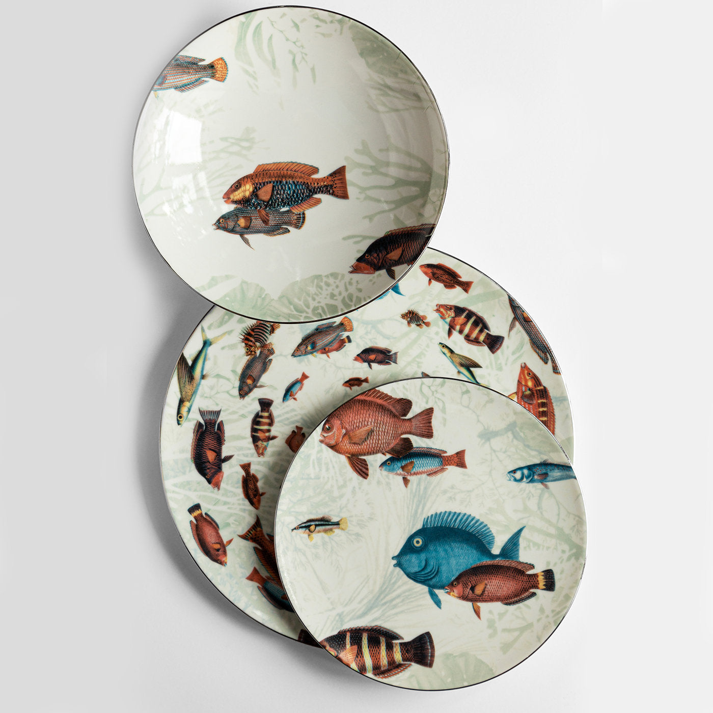 Amami Set Of 2 Porcelain Dessert Plates With Tropical Fish #1 - Alternative view 2