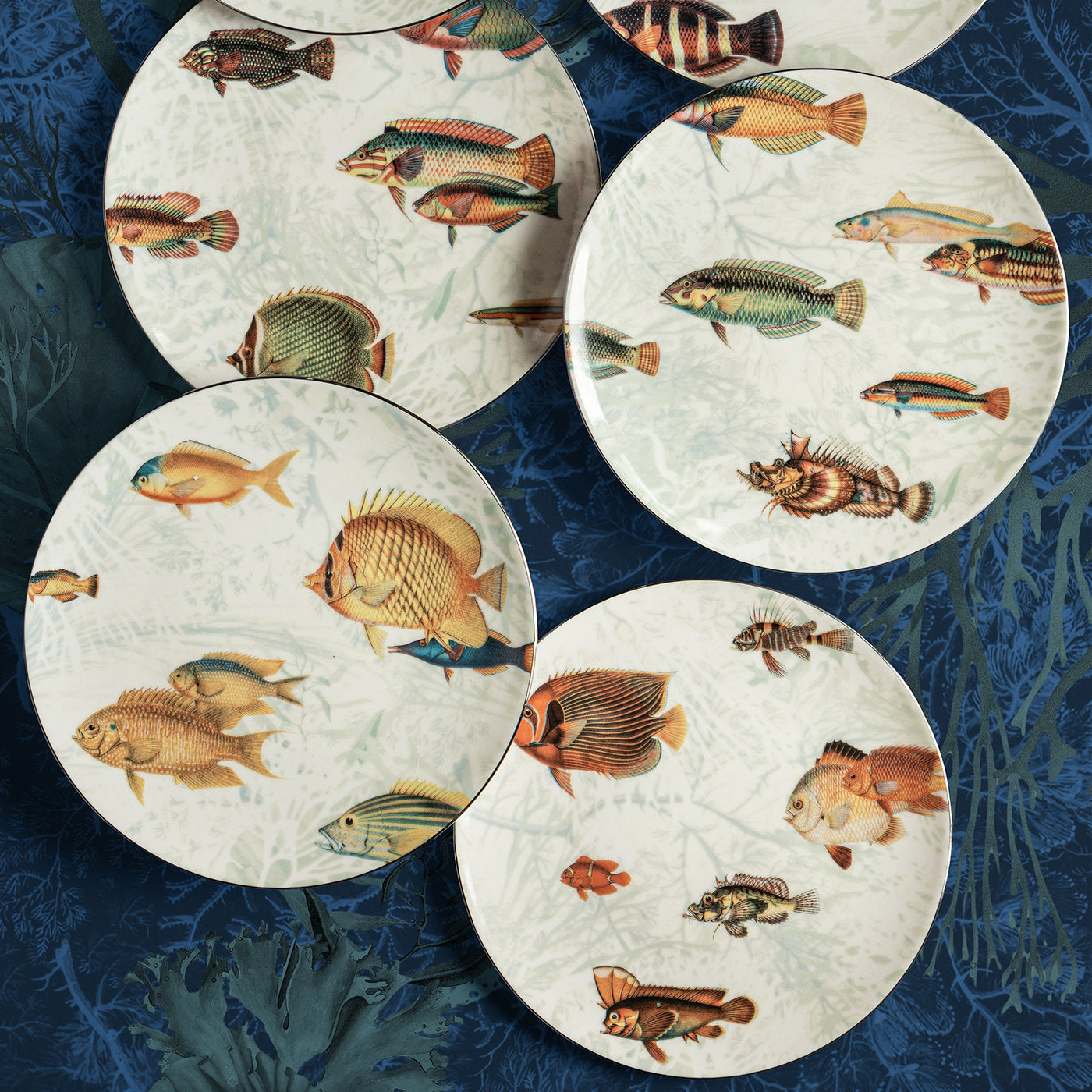 Amami Set Of 2 Porcelain Dessert Plates With Tropical Fish #2 - Alternative view 2
